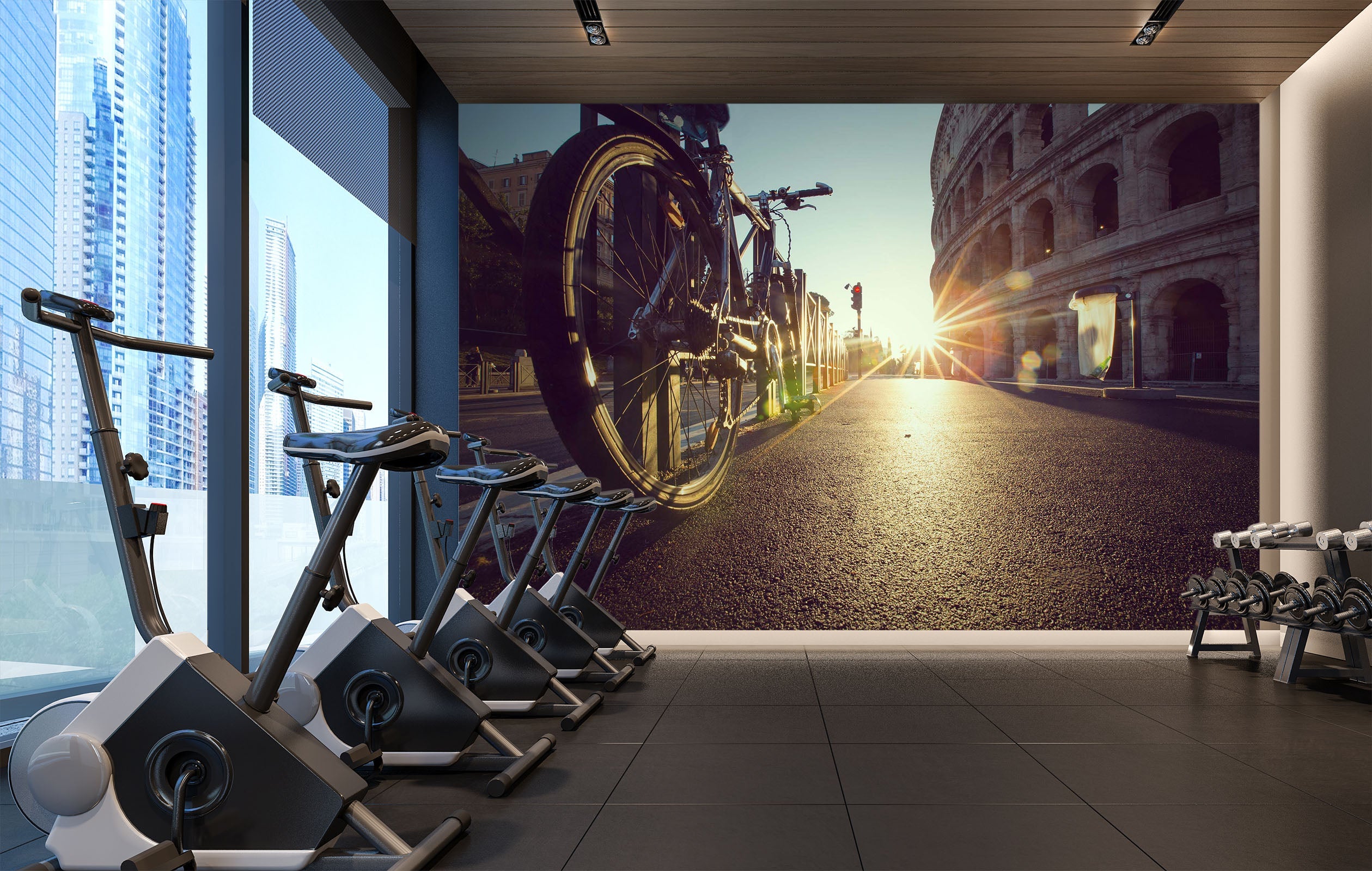 3D Sunset Bike 082 Wall Murals Wallpaper AJ Wallpaper 2 