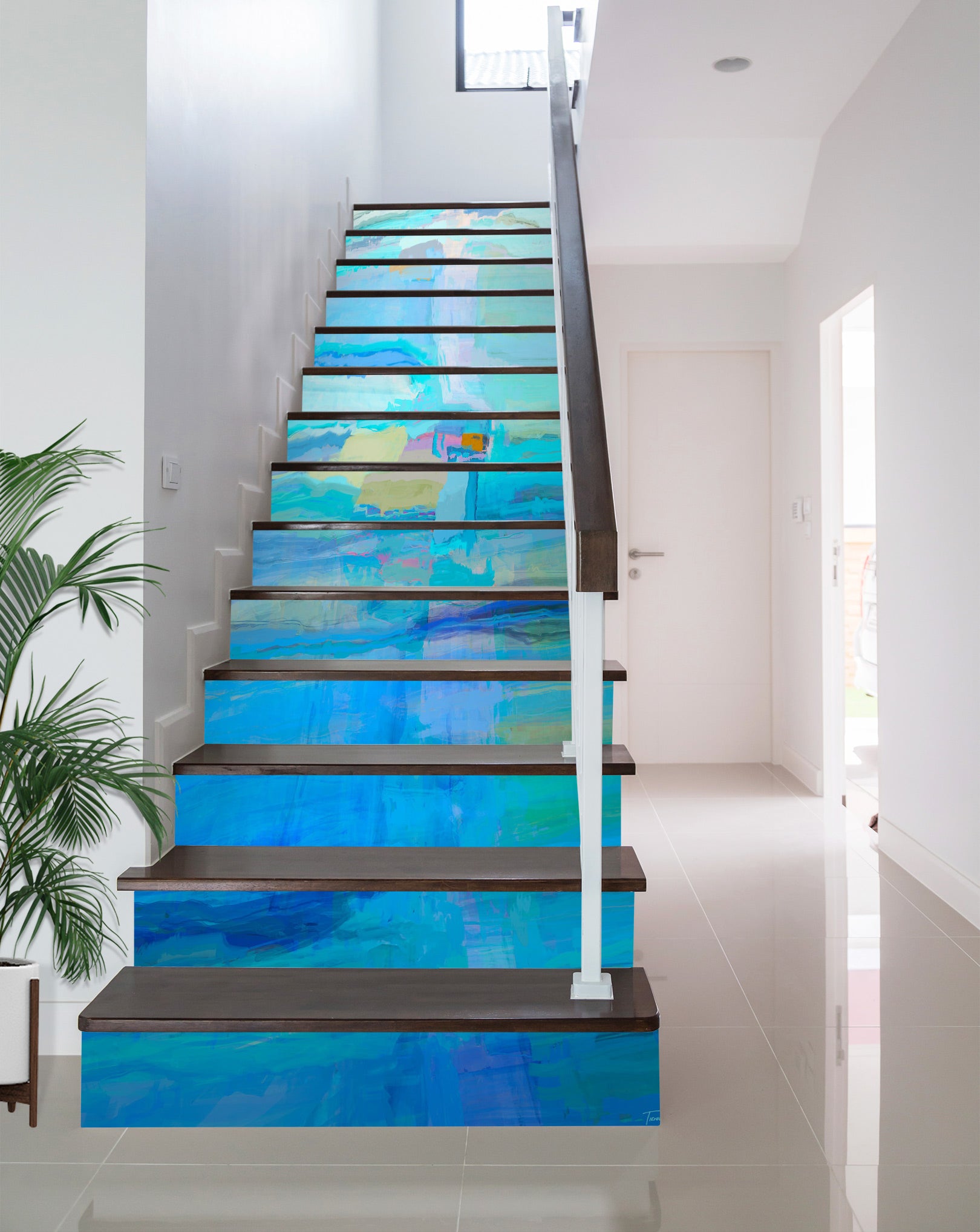 3D Blue Pattern 9456 Michael Tienhaara Stair Risers