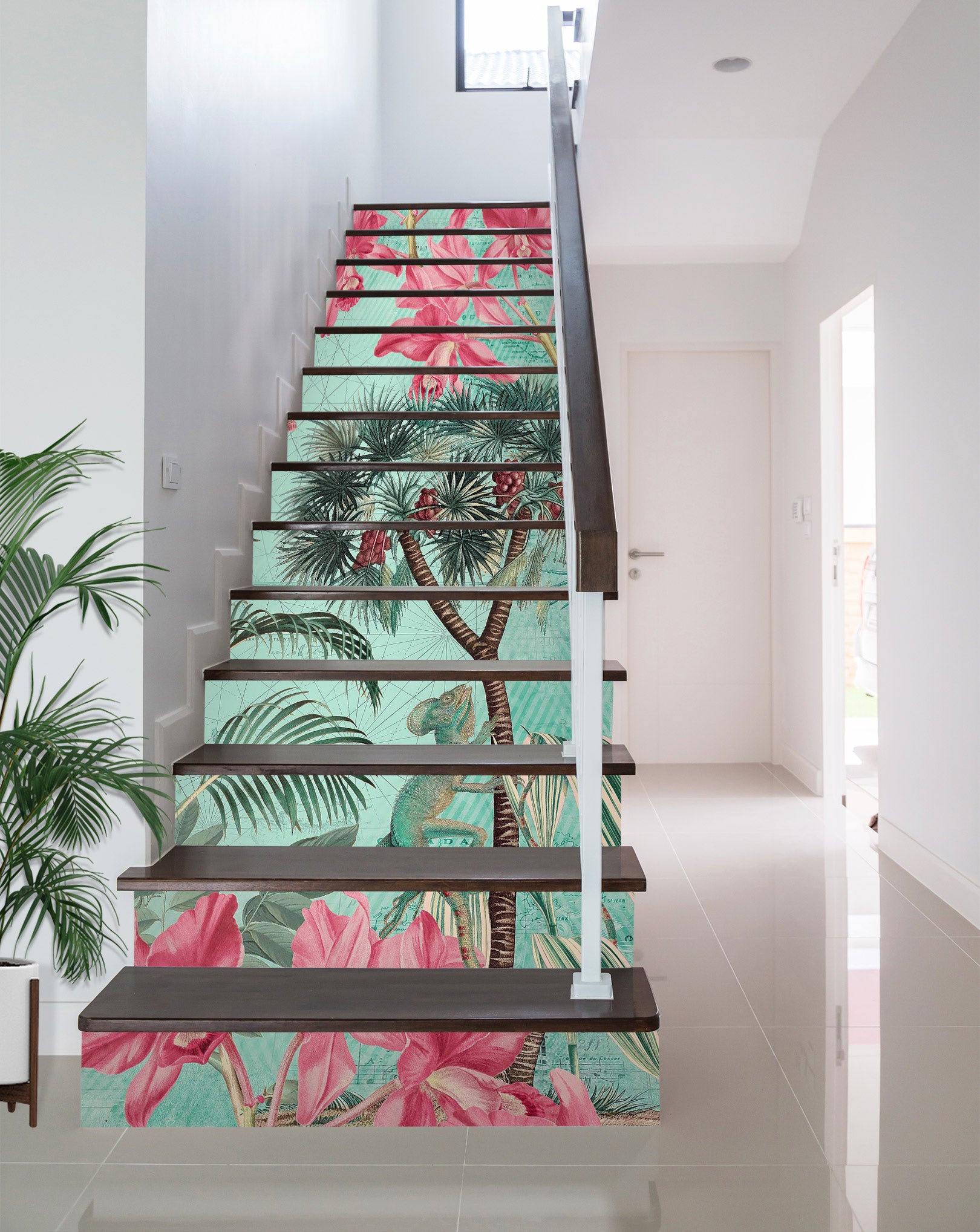 3D Pink Flowers Trees 104121 Andrea Haase Stair Risers