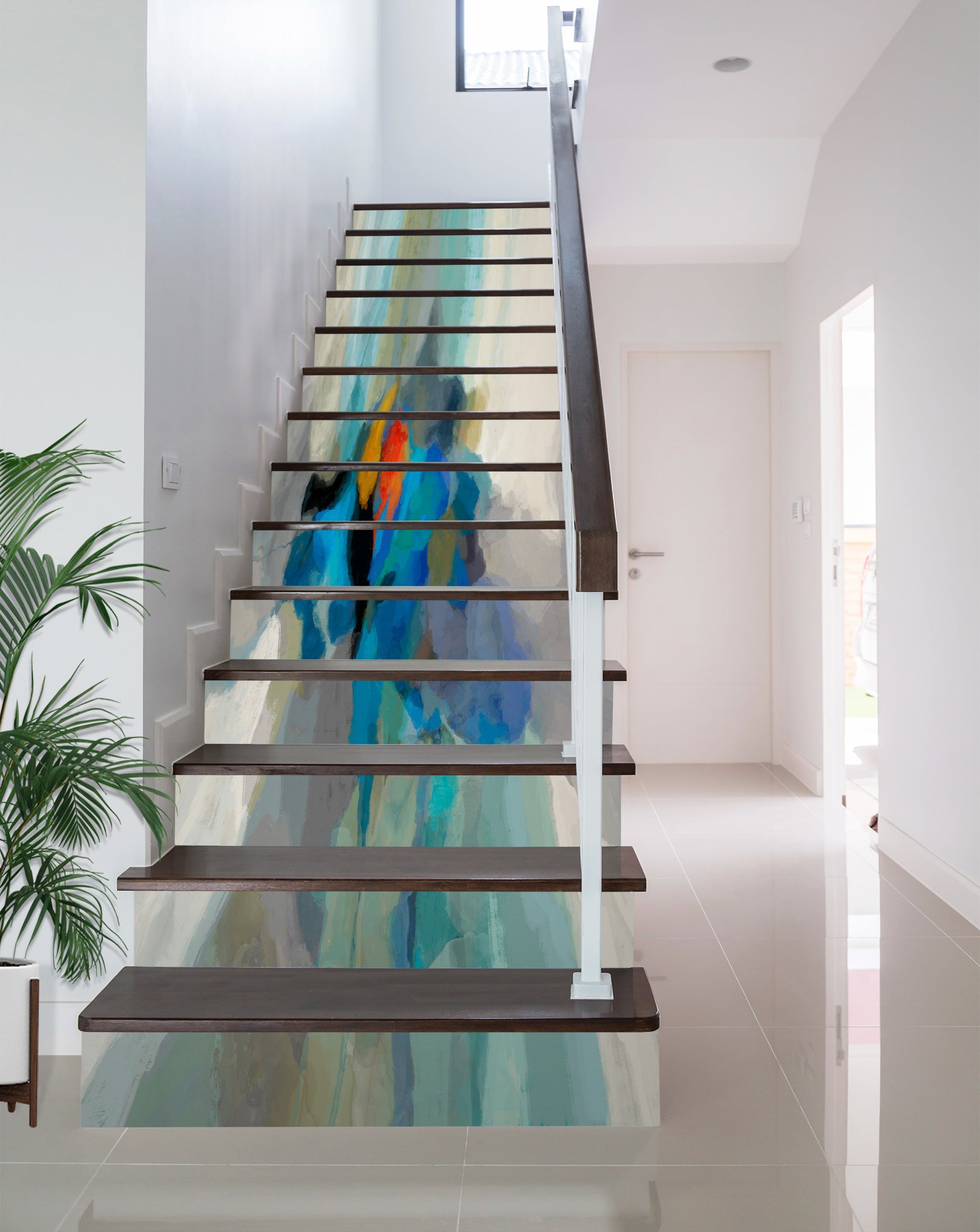 3D Blue Paint Pattern 9454 Michael Tienhaara Stair Risers