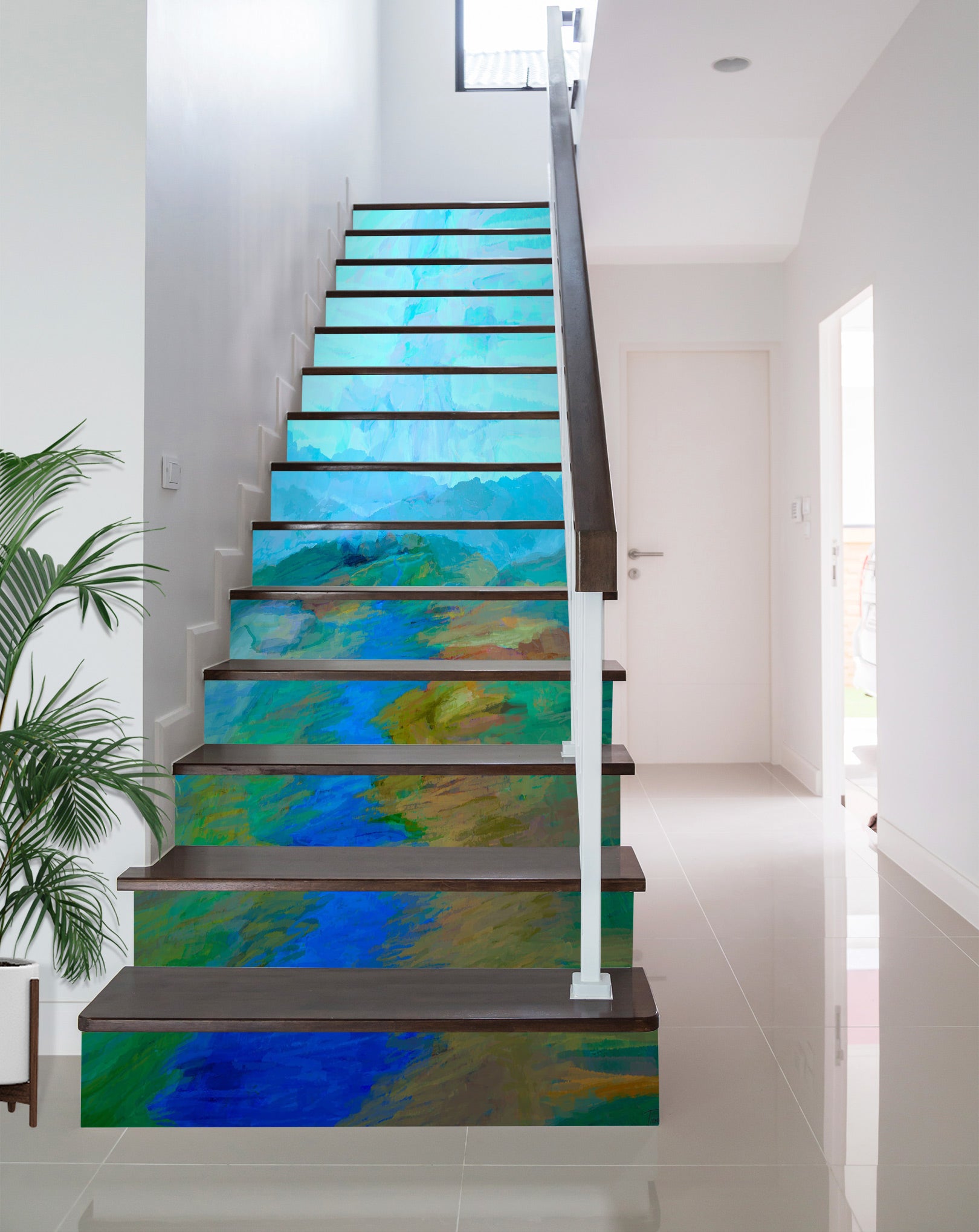 3D Mountain Path Grass Painting 9463 Michael Tienhaara Stair Risers