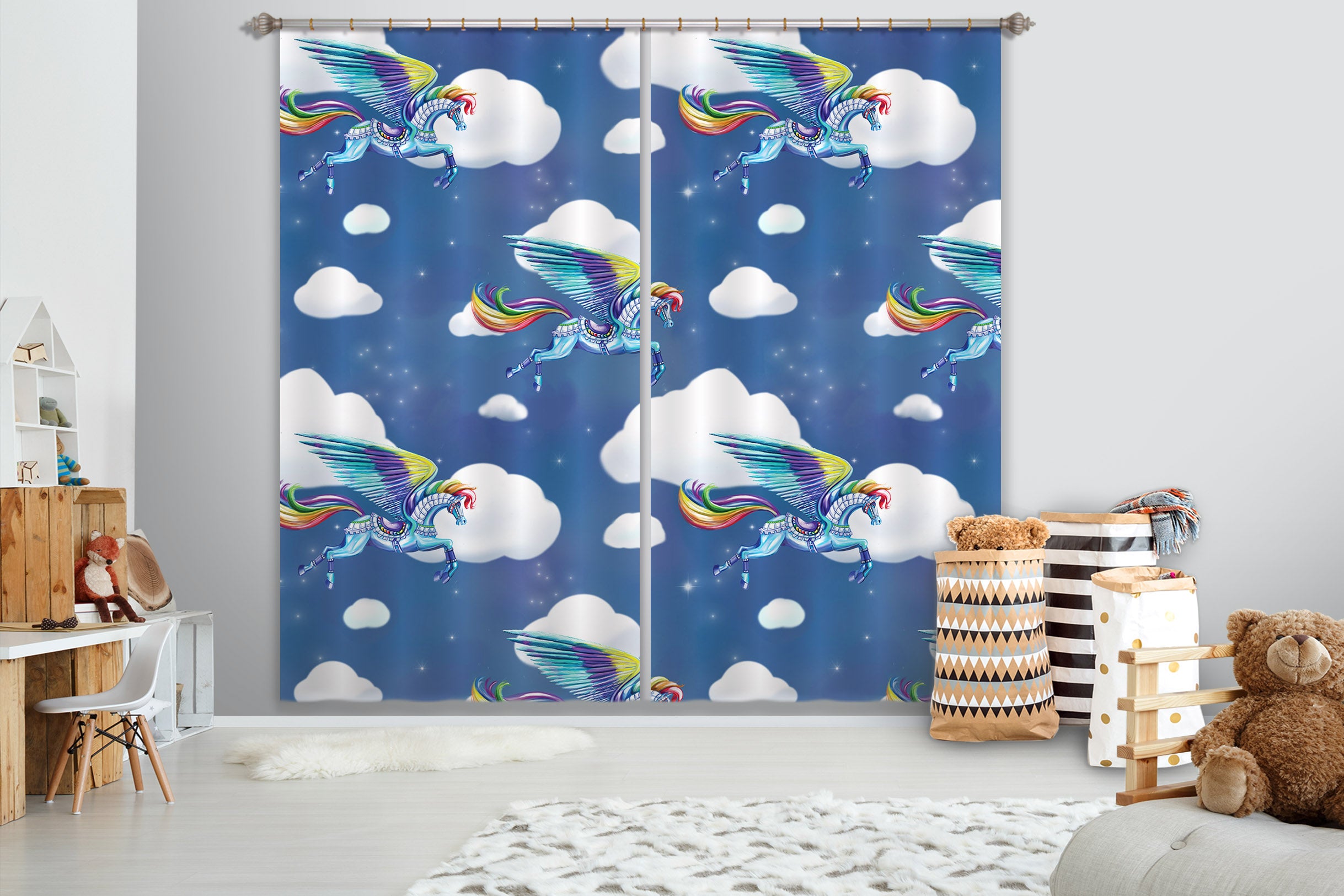 3D Pegasus 117 Rose Catherine Khan Curtain Curtains Drapes