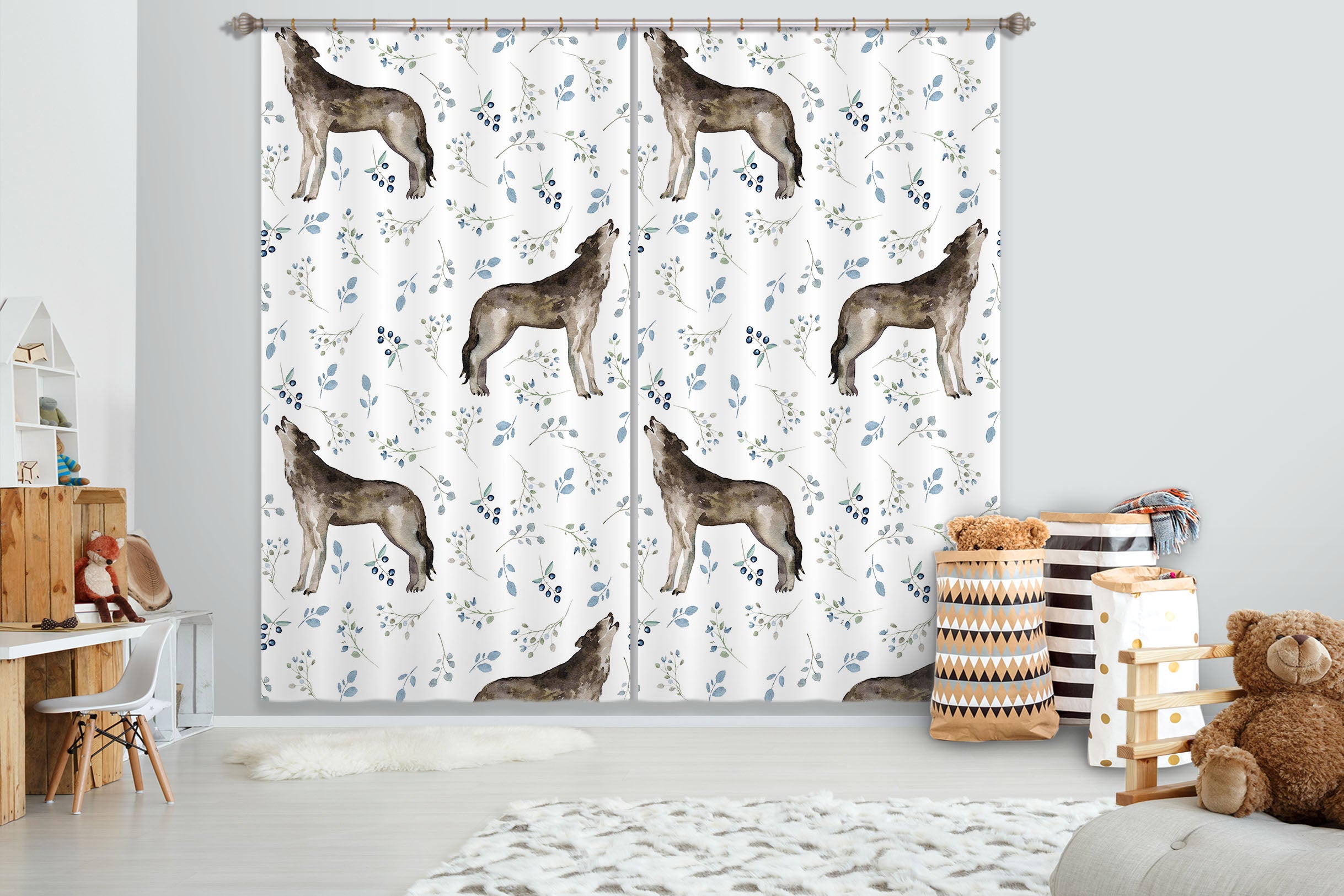 3D Wolf Roar 107 Uta Naumann Curtain Curtains Drapes