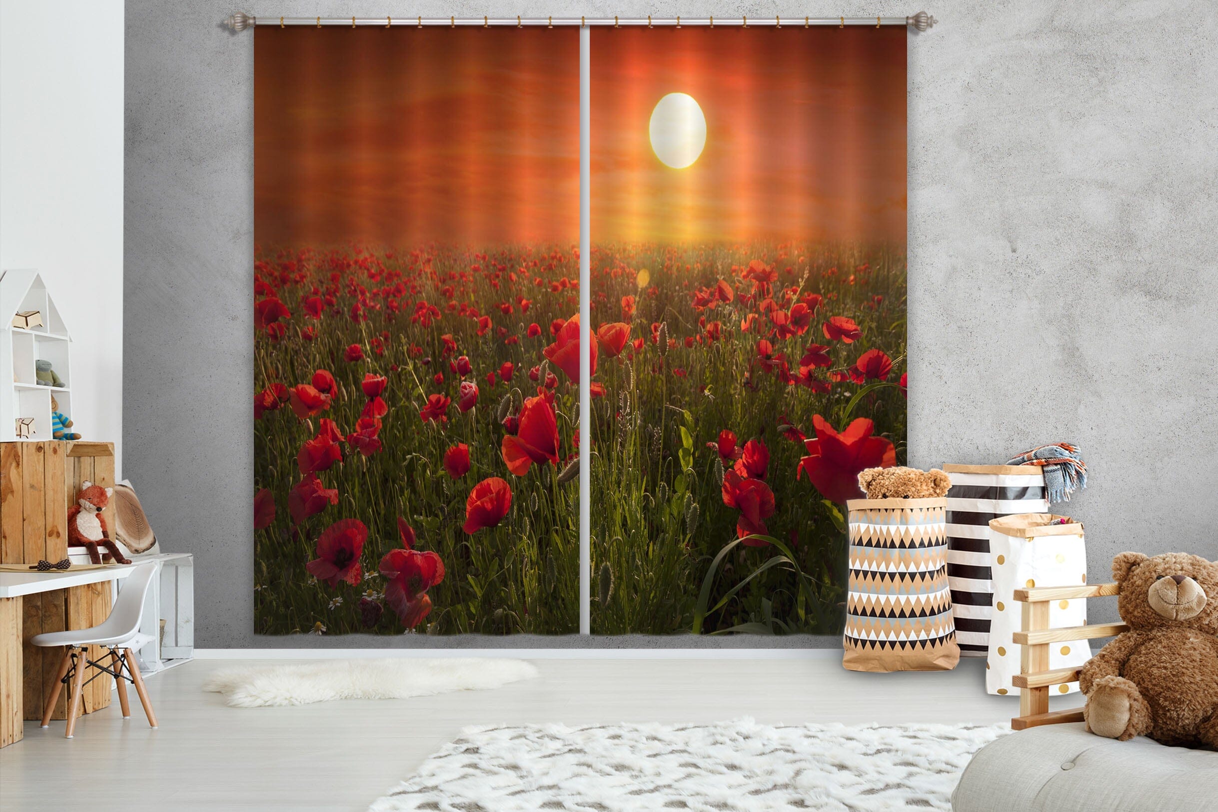 3D Sunset Garden 126 Marco Carmassi Curtain Curtains Drapes Curtains AJ Creativity Home 