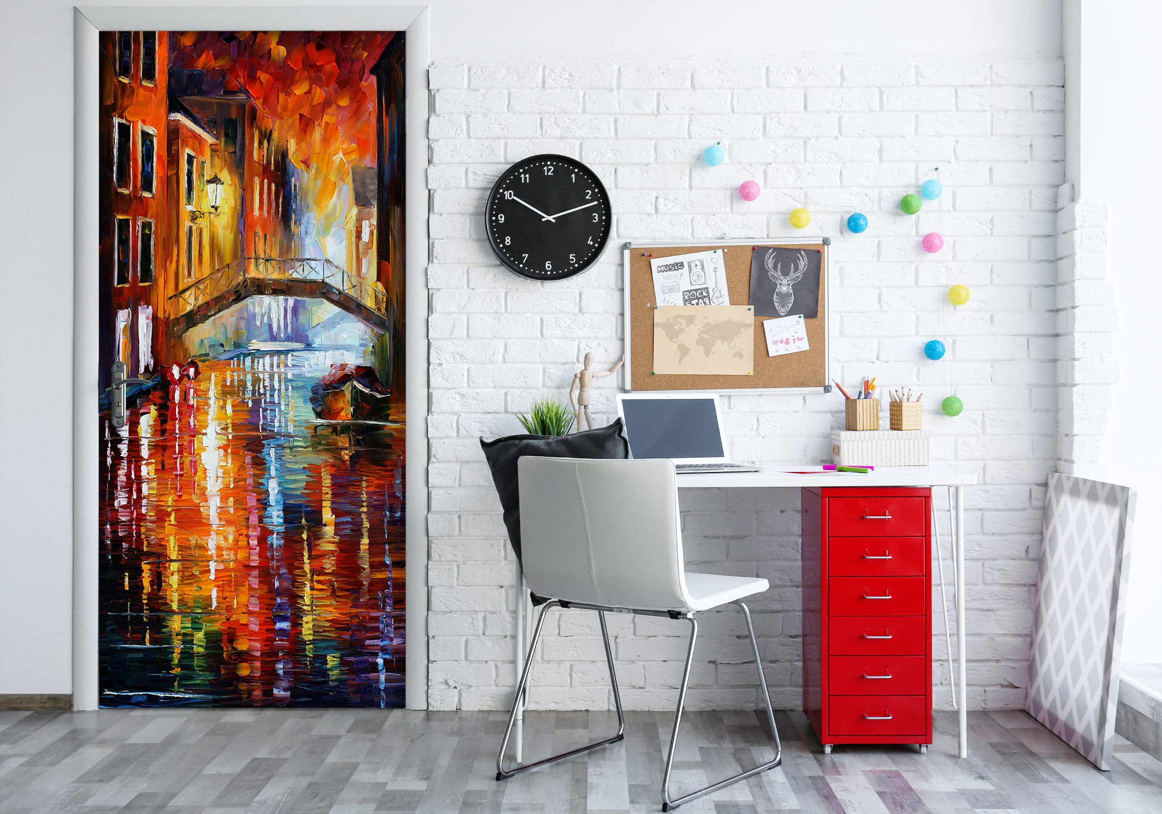 3D Oil Painting Bridge 042 Door Mural