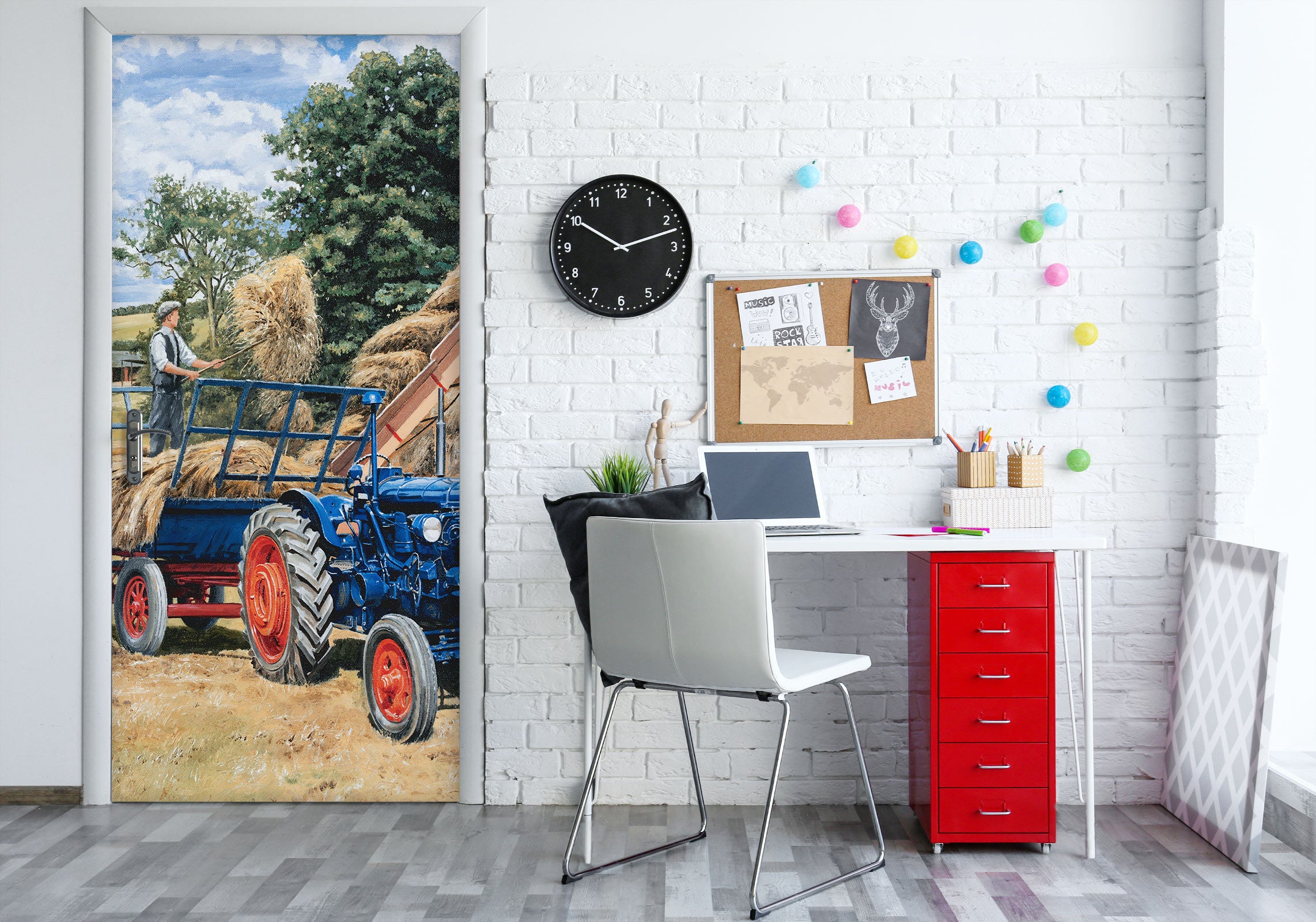 3D Grass Tractor 10325 Trevor Mitchell Door Mural