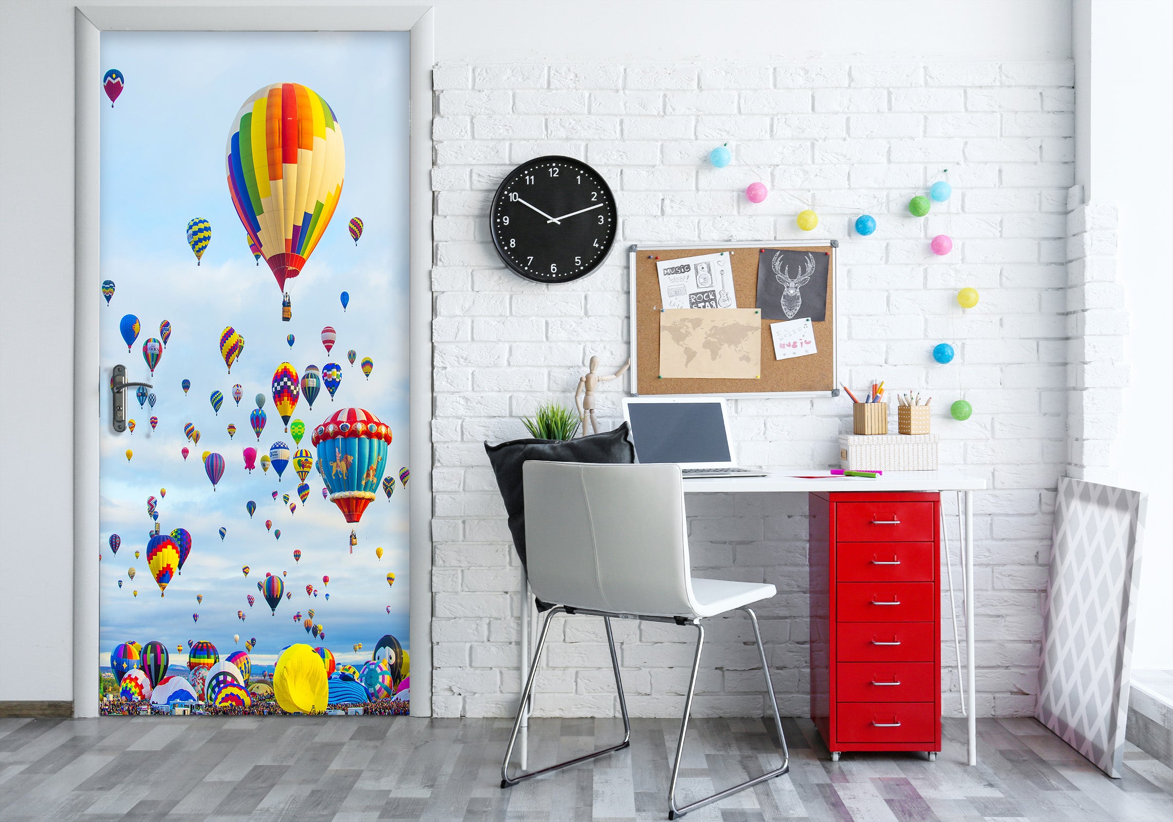 3D Hot Air Balloon 25120 Door Mural