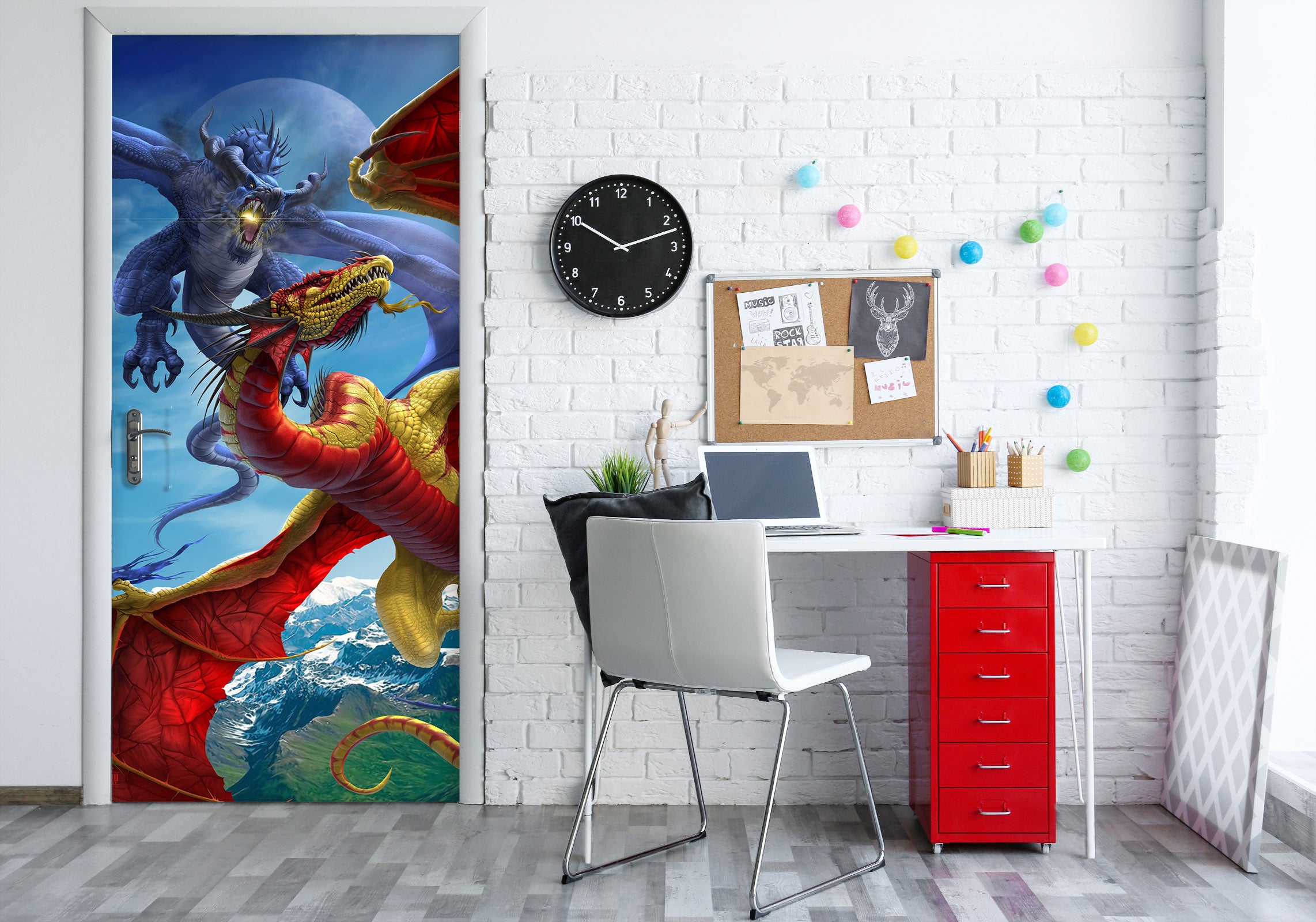 3D Red Dragon Wings 647 Tom Wood Door Mural