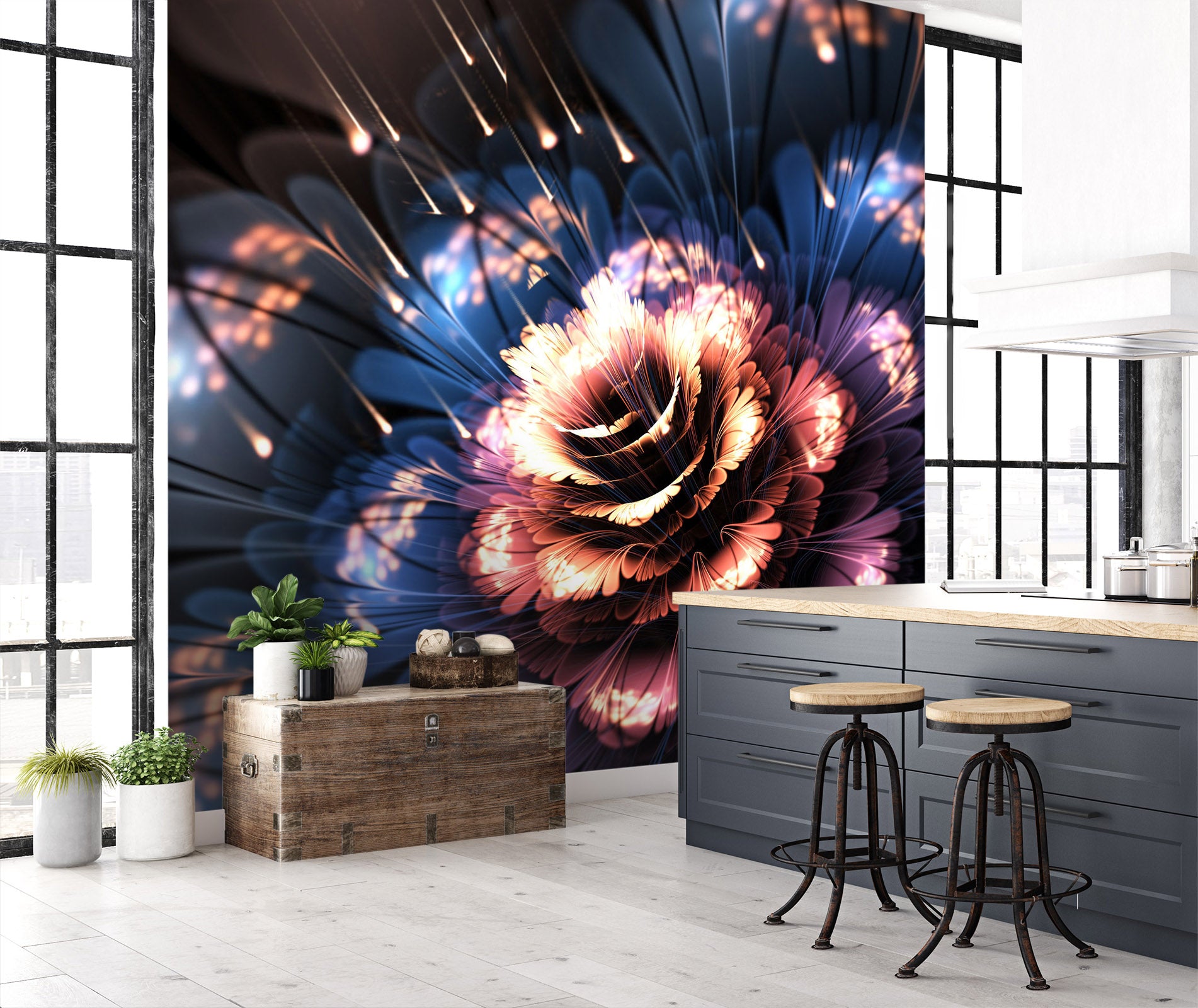 3D Firework Flower 2023 Wall Murals