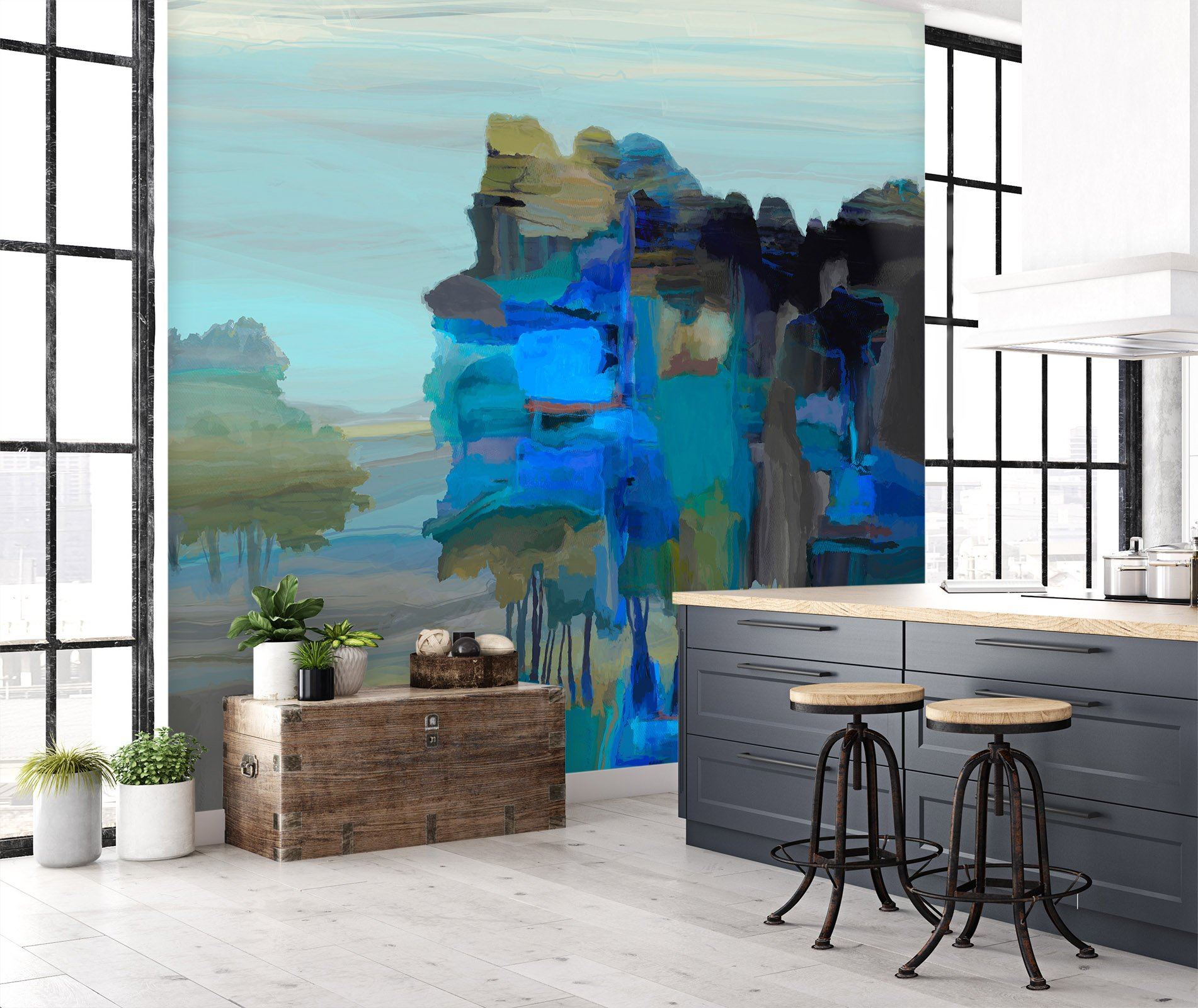 3D Blue Lake 1427 Michael Tienhaara Wall Mural Wall Murals Wallpaper AJ Wallpaper 2 