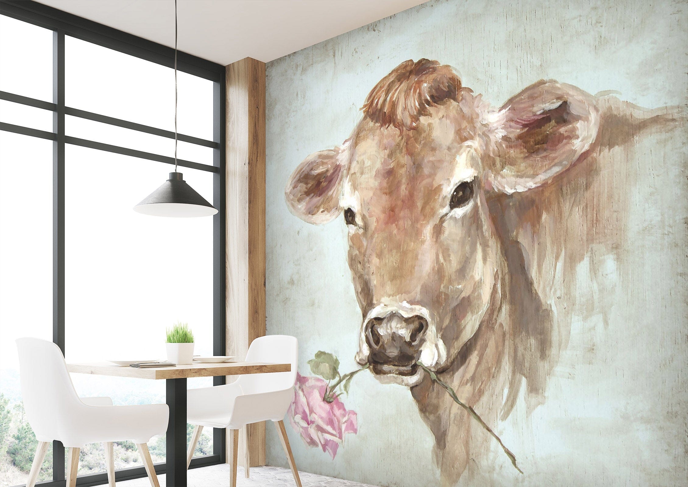 3D Cow Rose 1402 Debi Coules Wall Mural Wall Murals Wallpaper AJ Wallpaper 2 