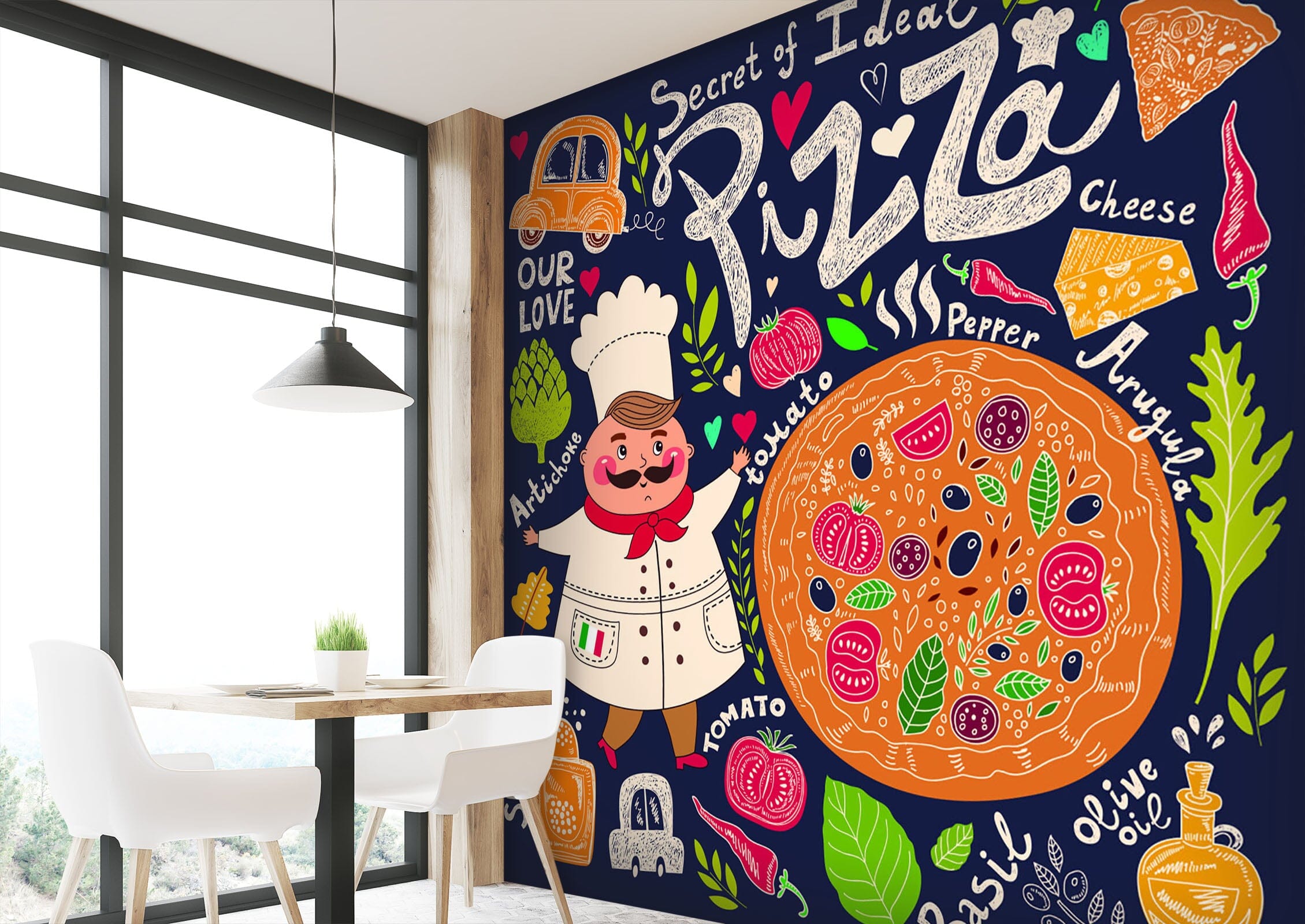 3D Pizza Pattern 250 Wall Murals Wallpaper AJ Wallpaper 2 