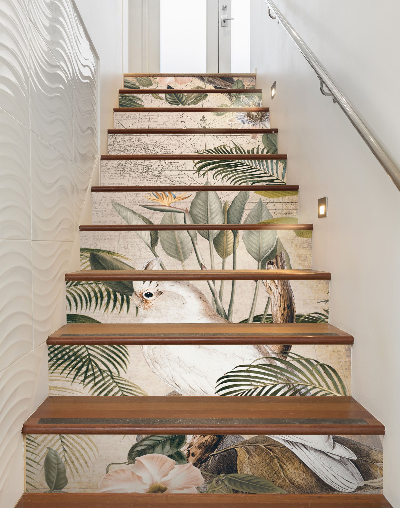 3D Tree Bird Leaves 11050 Andrea Haase Stair Risers