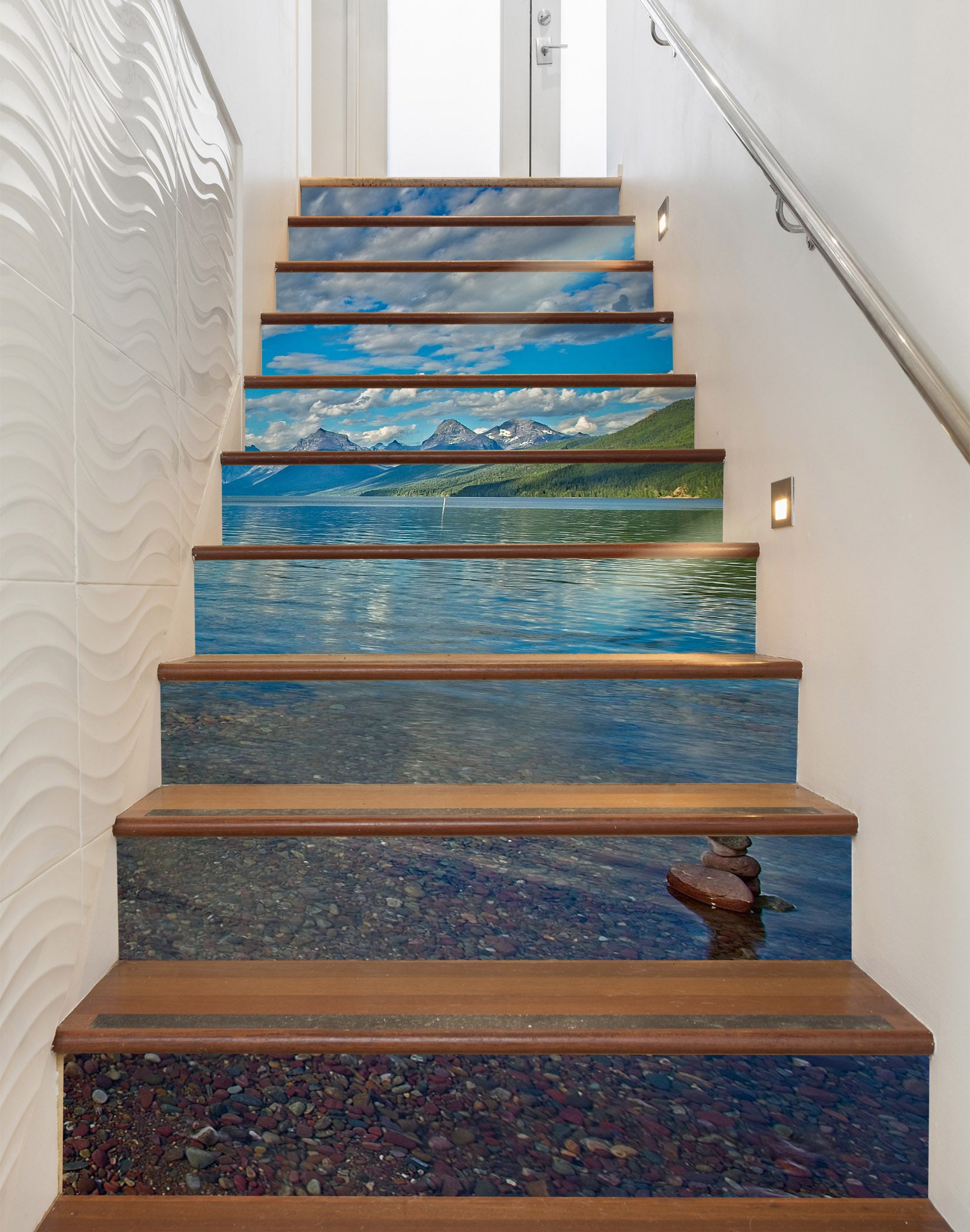 3D Sky Lakeside Mountain 98230 Kathy Barefield Stair Risers