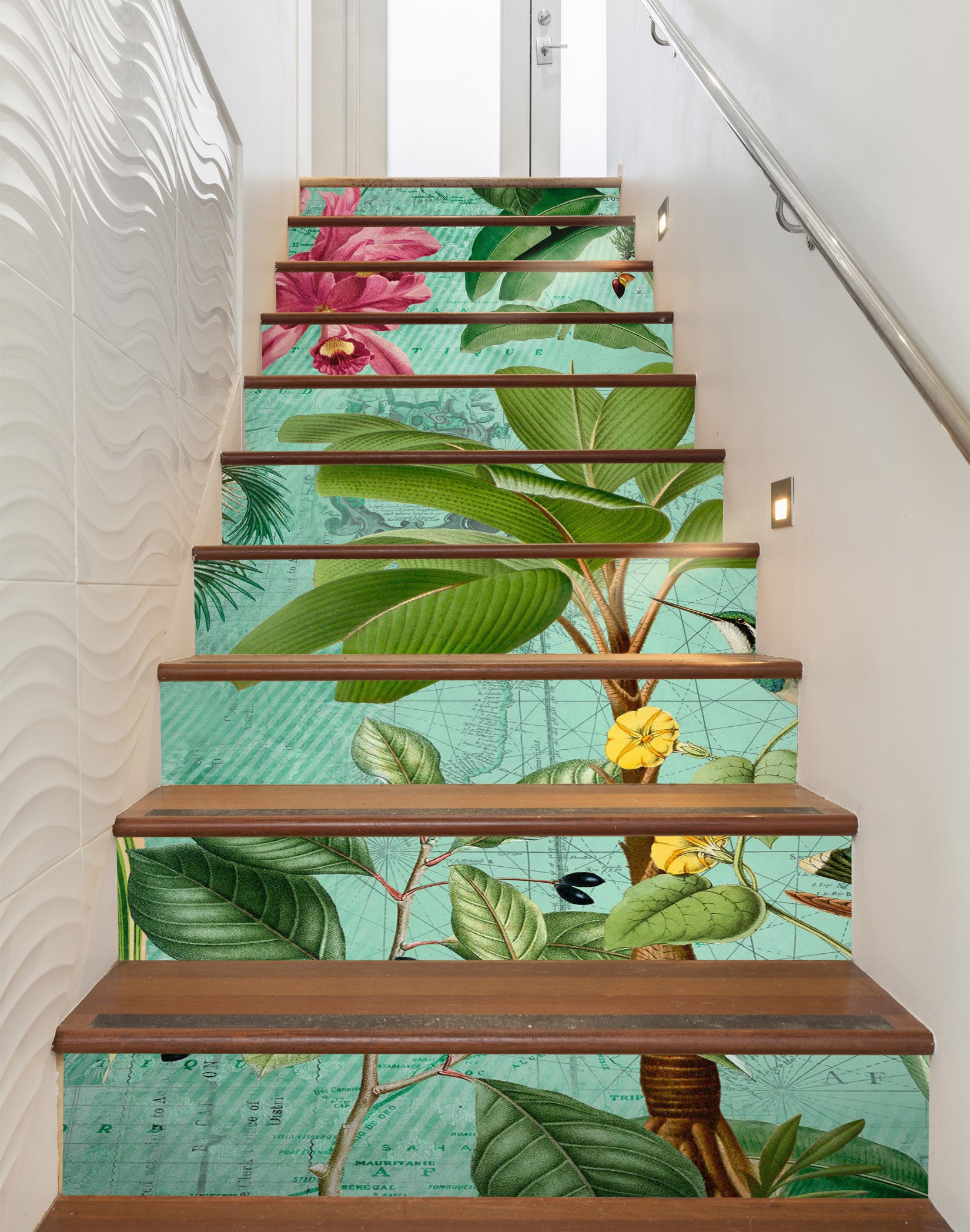 3D Green Leaves 104113 Andrea Haase Stair Risers