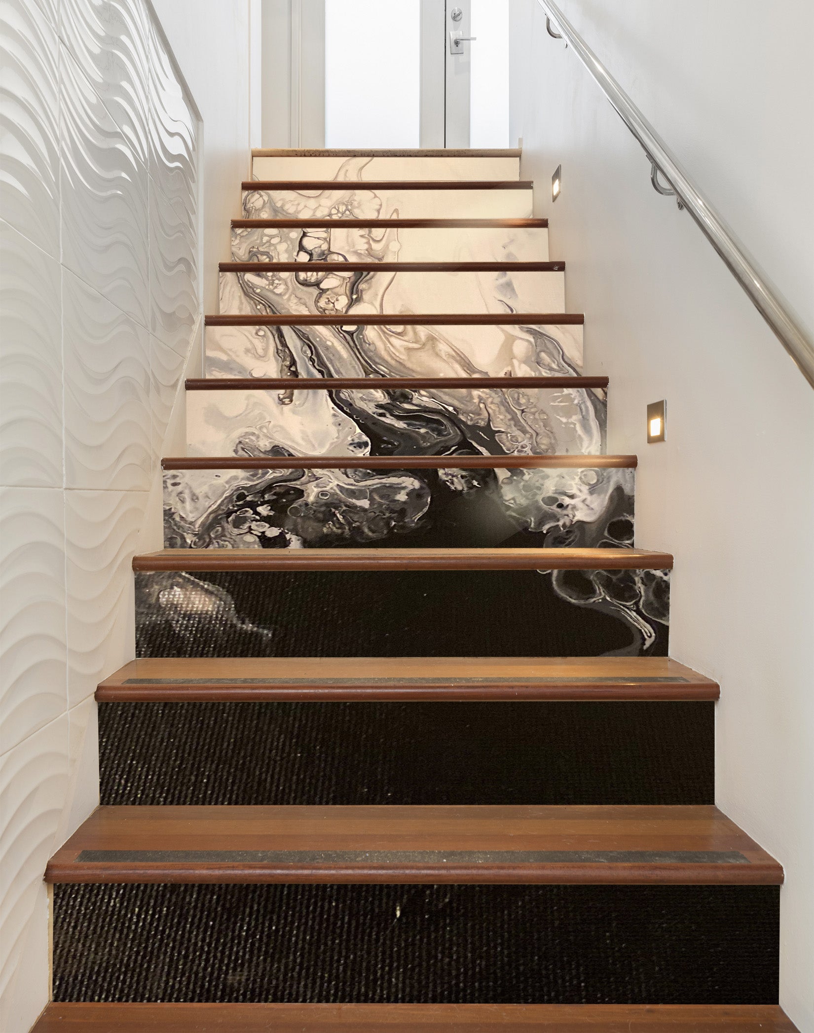 3D Black Ink Pattern 90184 Valerie Latrice Stair Risers