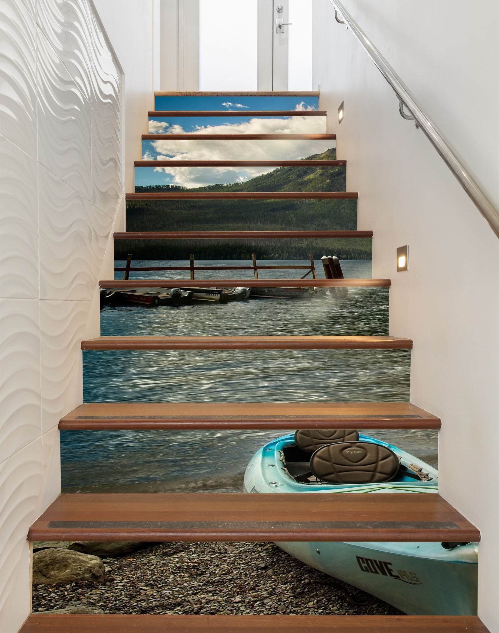 3D Mountain Lake 98213 Kathy Barefield Stair Risers