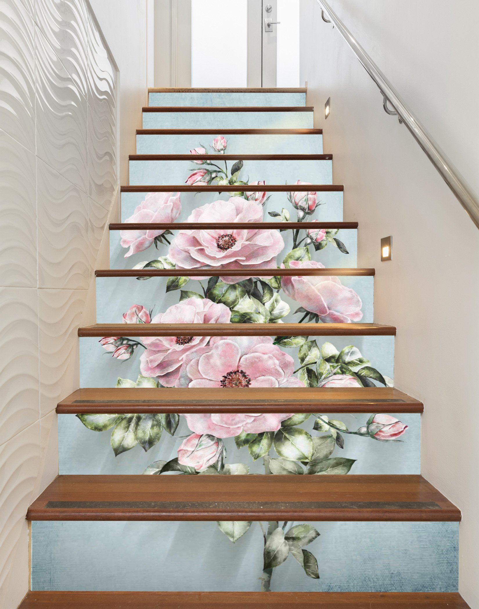 3D Pink Flowers 305 Stair Risers Wallpaper AJ Wallpaper 