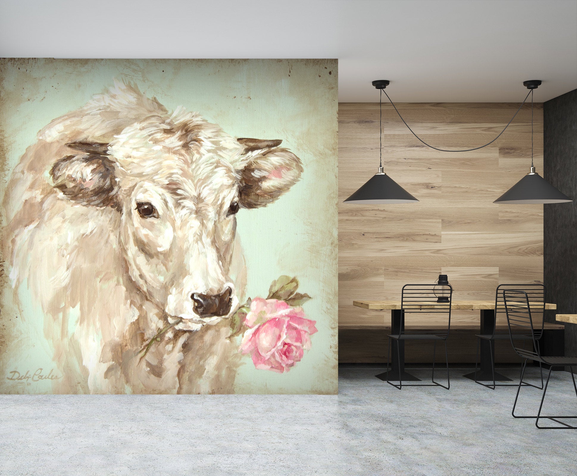 3D Flowers Cattle 3159 Debi Coules Wall Mural Wall Murals