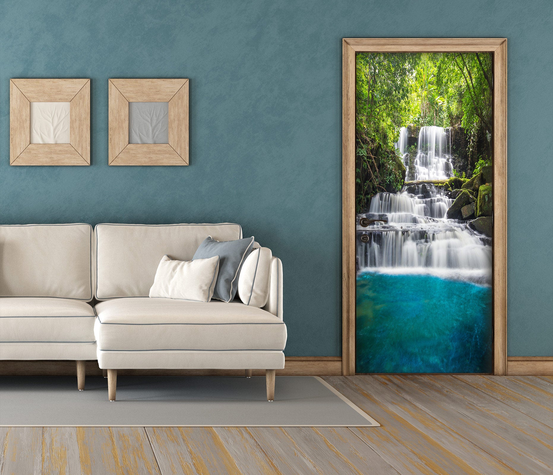 3D Forest Waterfall 23023 Door Mural