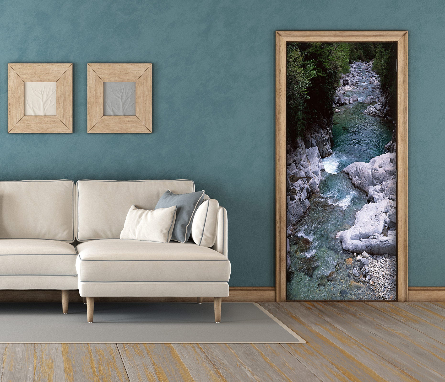 3D Mountain Stream 23047 Door Mural