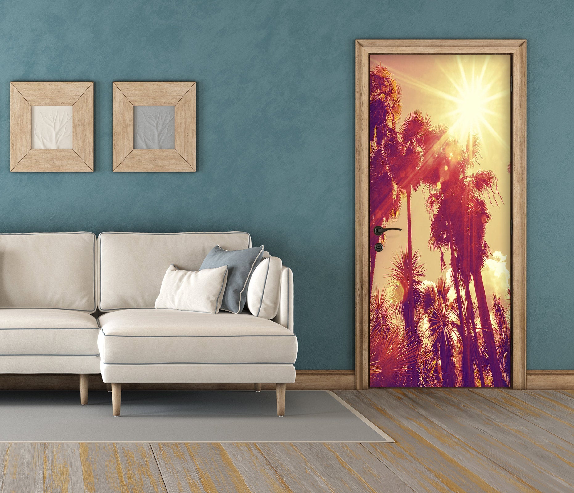 3D Coconut Tree Sunlight 24094 Door Mural