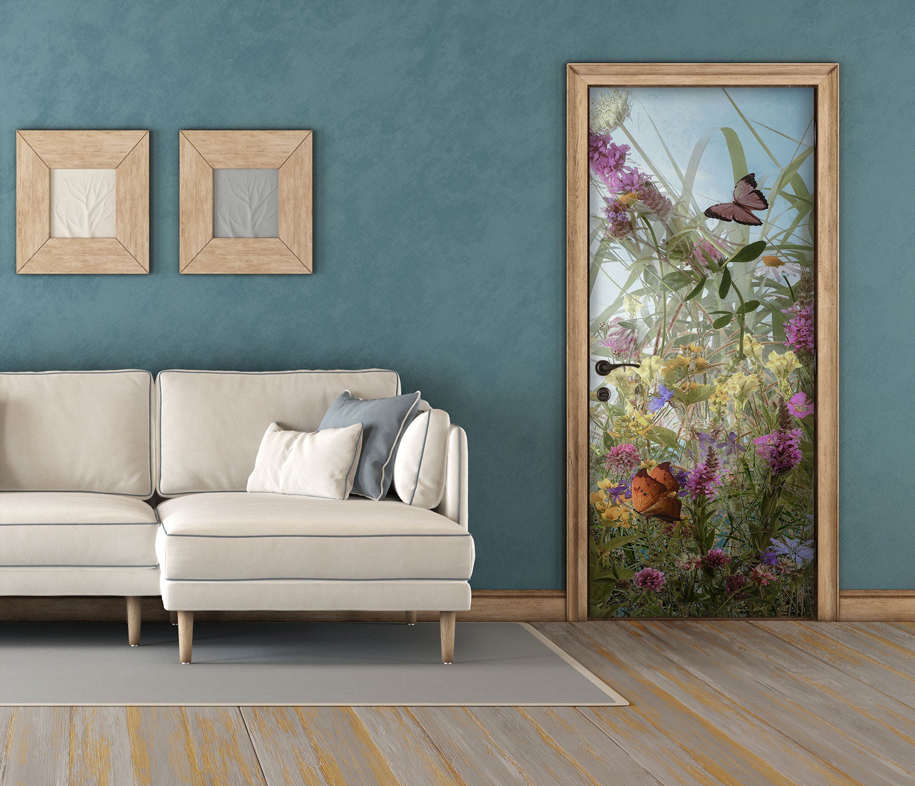 3D Flowers Bush Bird 107188 Beth Sheridan Door Mural