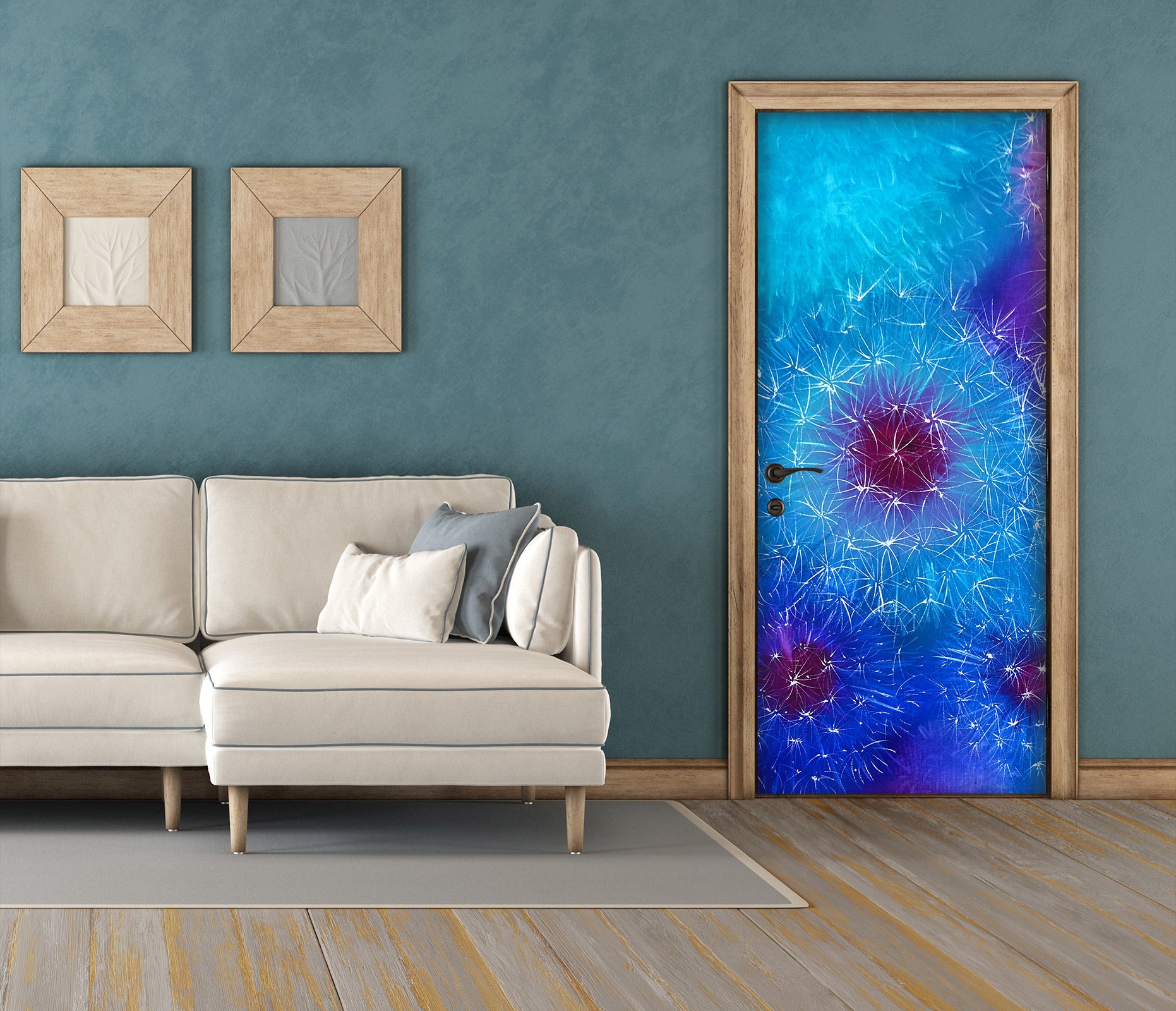 3D Blue Dandelion 3149 Skromova Marina Door Mural