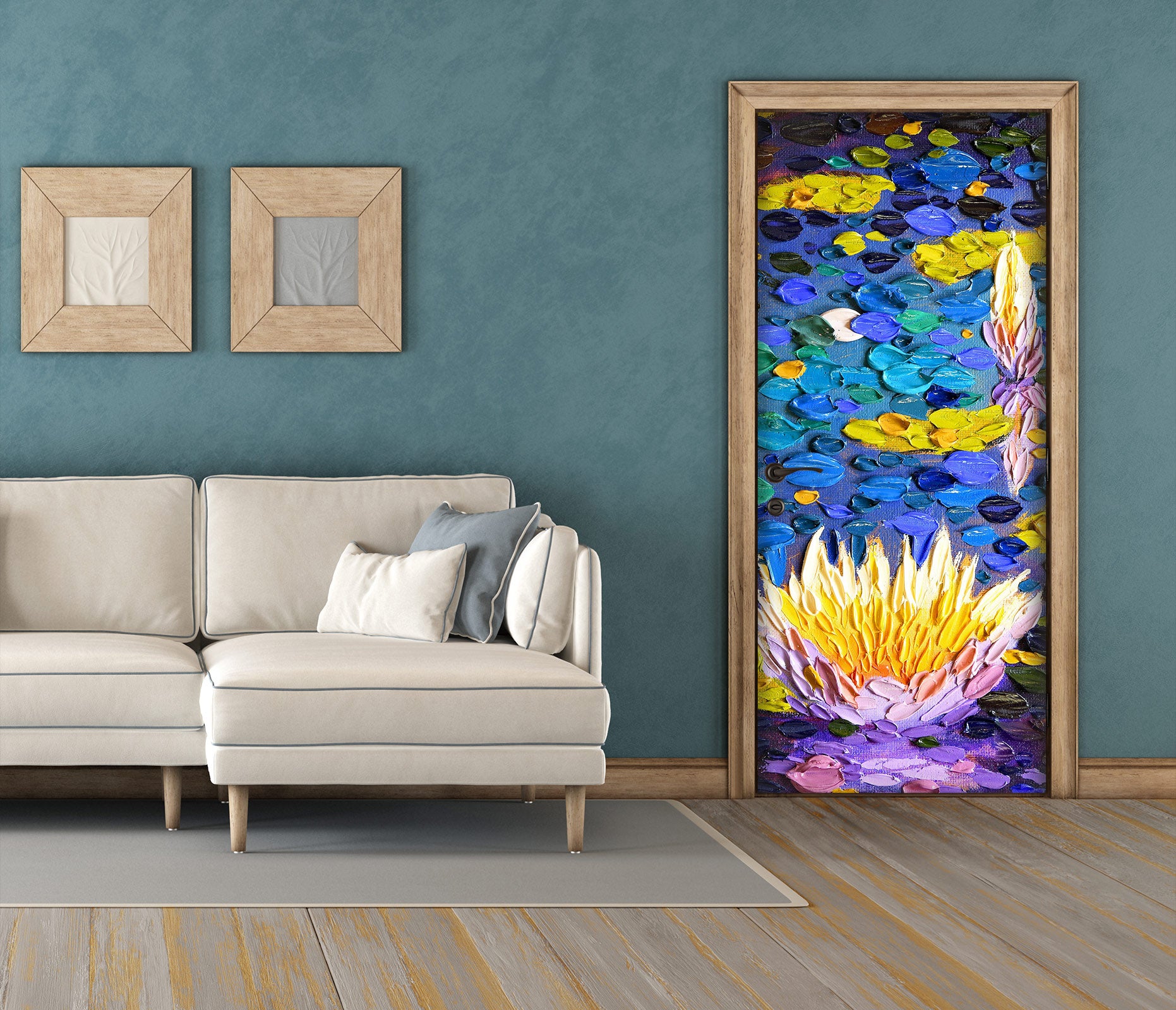 3D Night Lotus Pond 11305 Dena Tollefson Door Mural