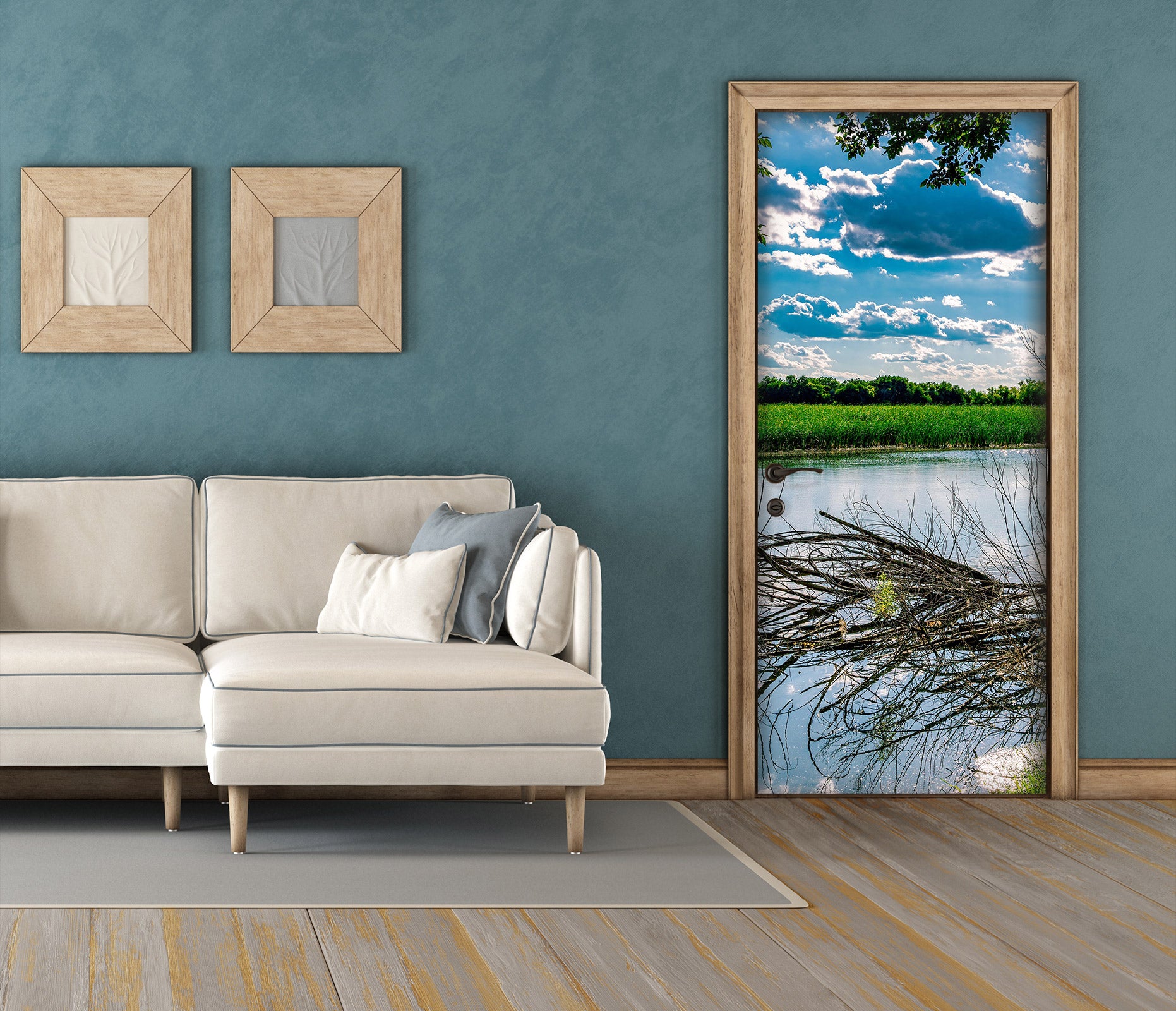 3D Grassland Sky Lake Shadow 107216 Beth Sheridan Door Mural