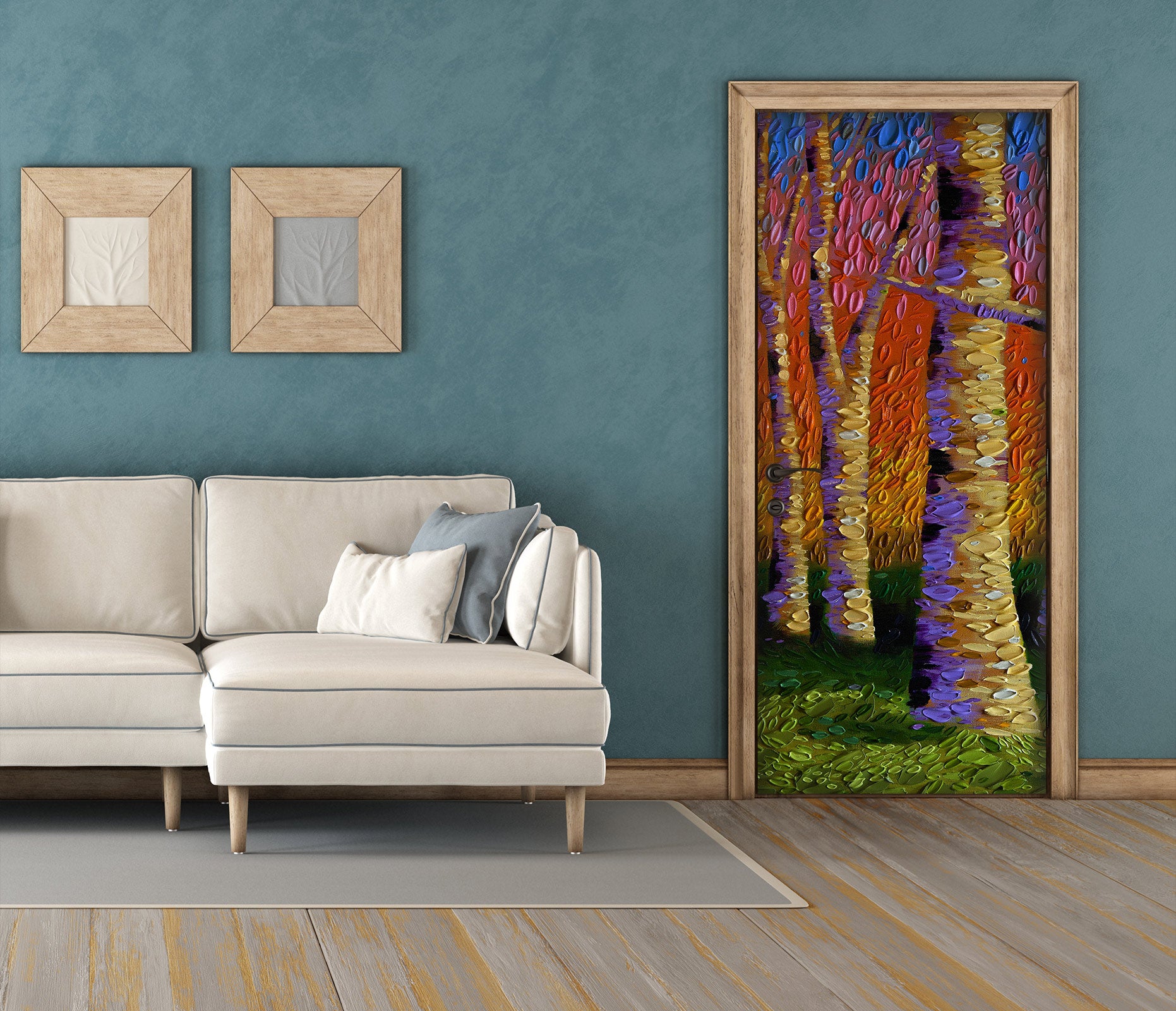 3D Trees Trunk Grass 112223 Dena Tollefson Door Mural