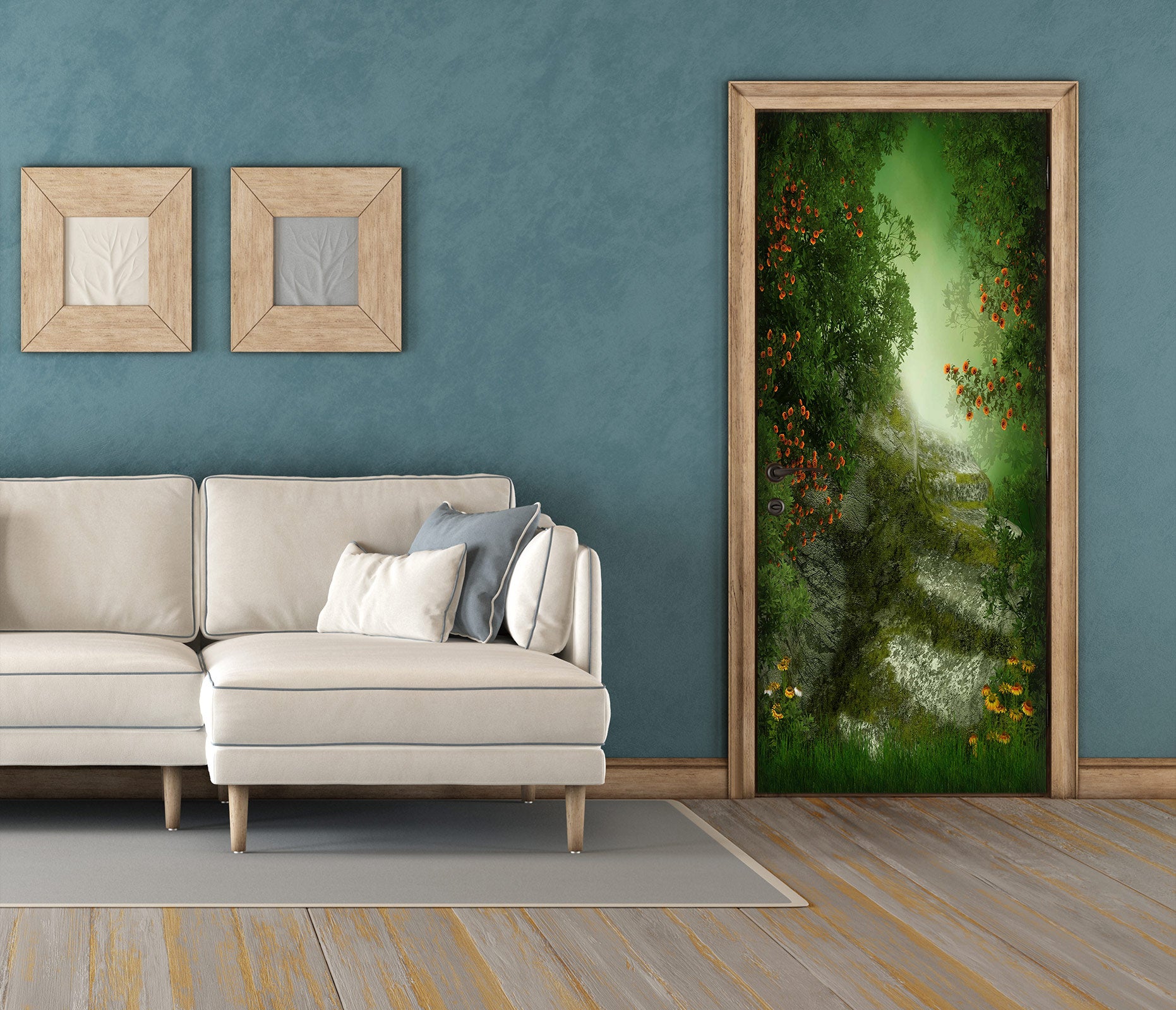 3D Jungle Cave 23033 Door Mural