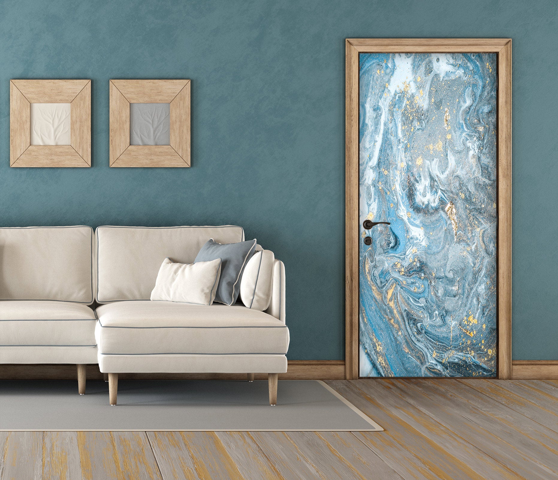 3D Light Blue Marble Pattern 24228 Door Mural