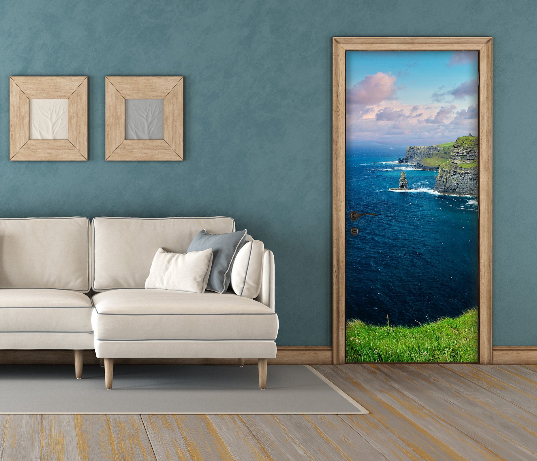 3D Blue Sea Grass 11106 Kathy Barefield Door Mural