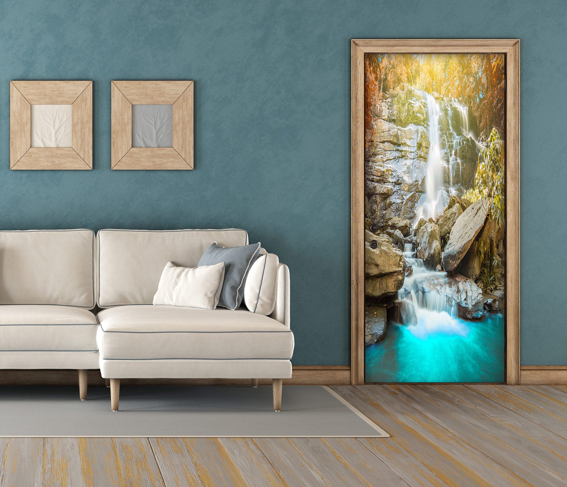 3D Mountain Running Water 23030 Door Mural