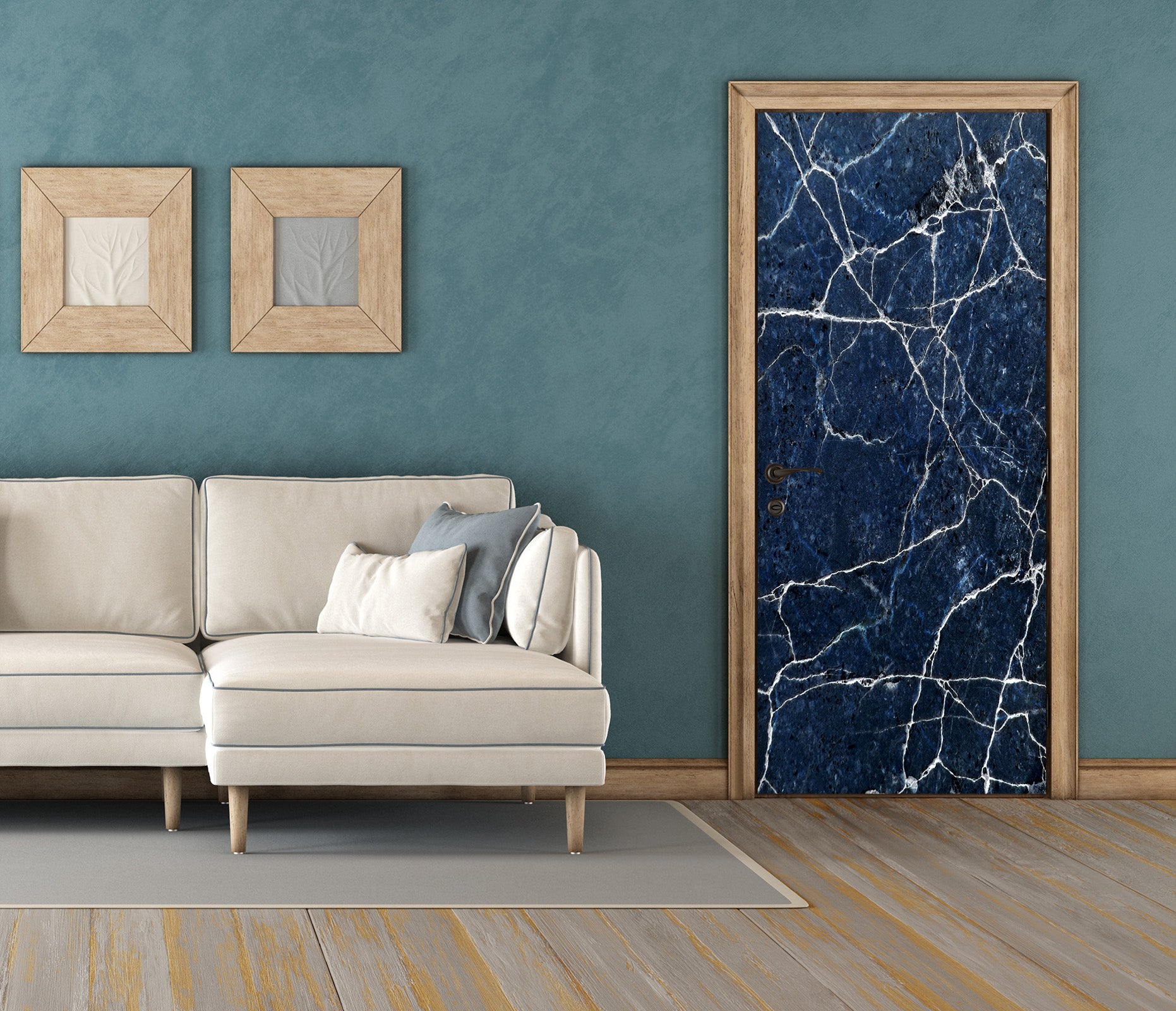 3D Black Marble Pattern 25143 Door Mural