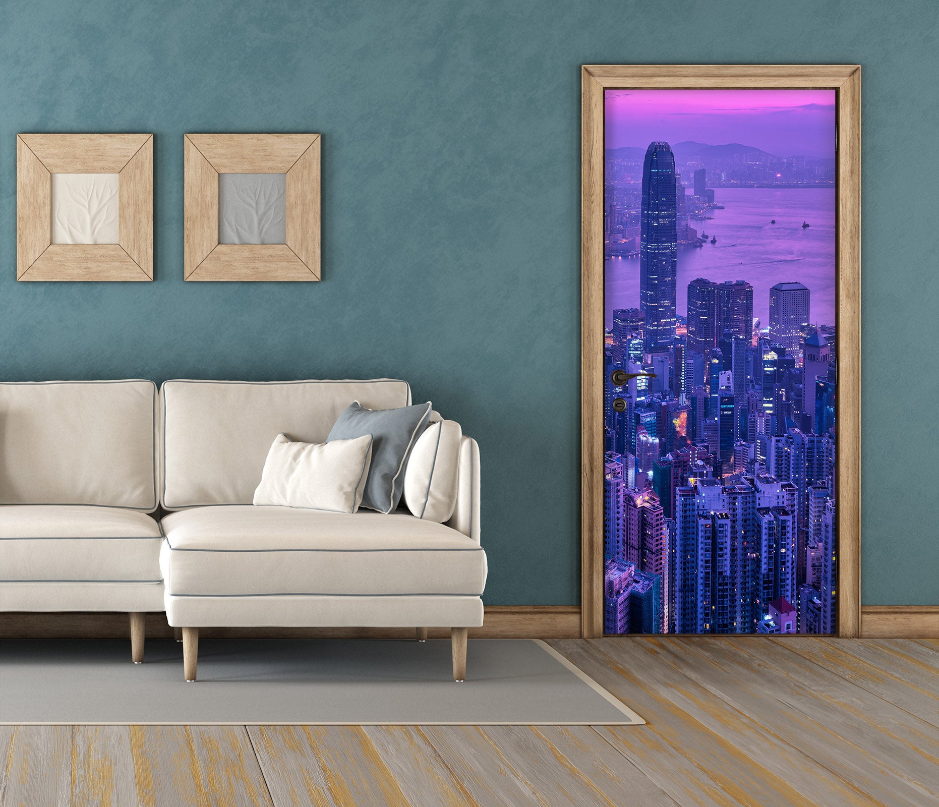 3D Purple City Building 119135 Marco Carmassi Door Mural