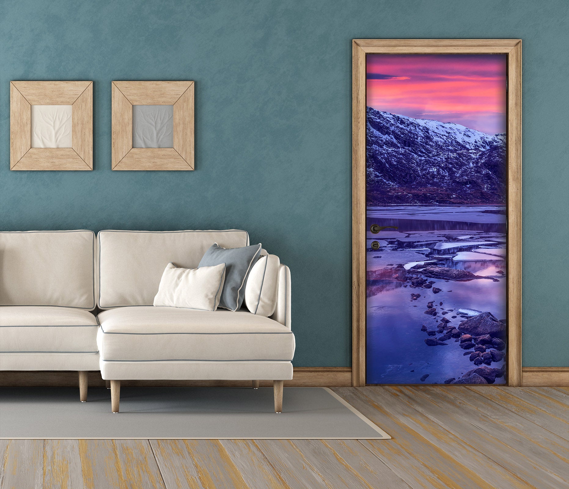 3D Snow Mountain Sunset 11586 Marco Carmassi Door Mural