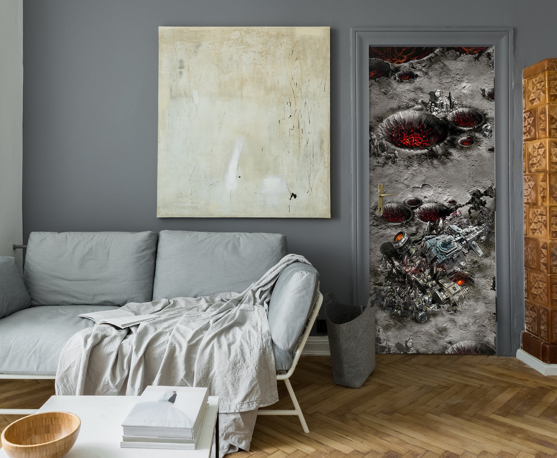 3D Dark Grey 23122 Door Mural