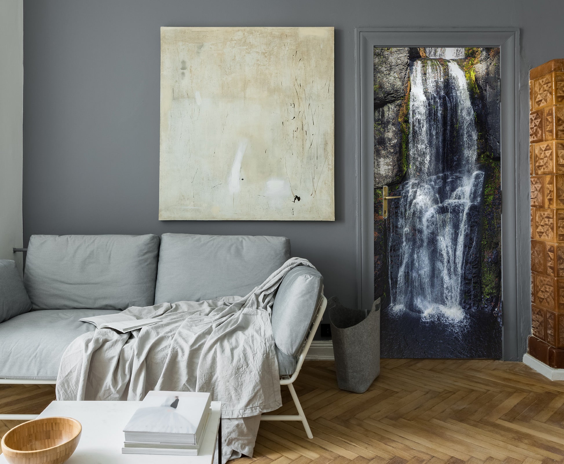 3D Small Waterfall 014 Door Mural