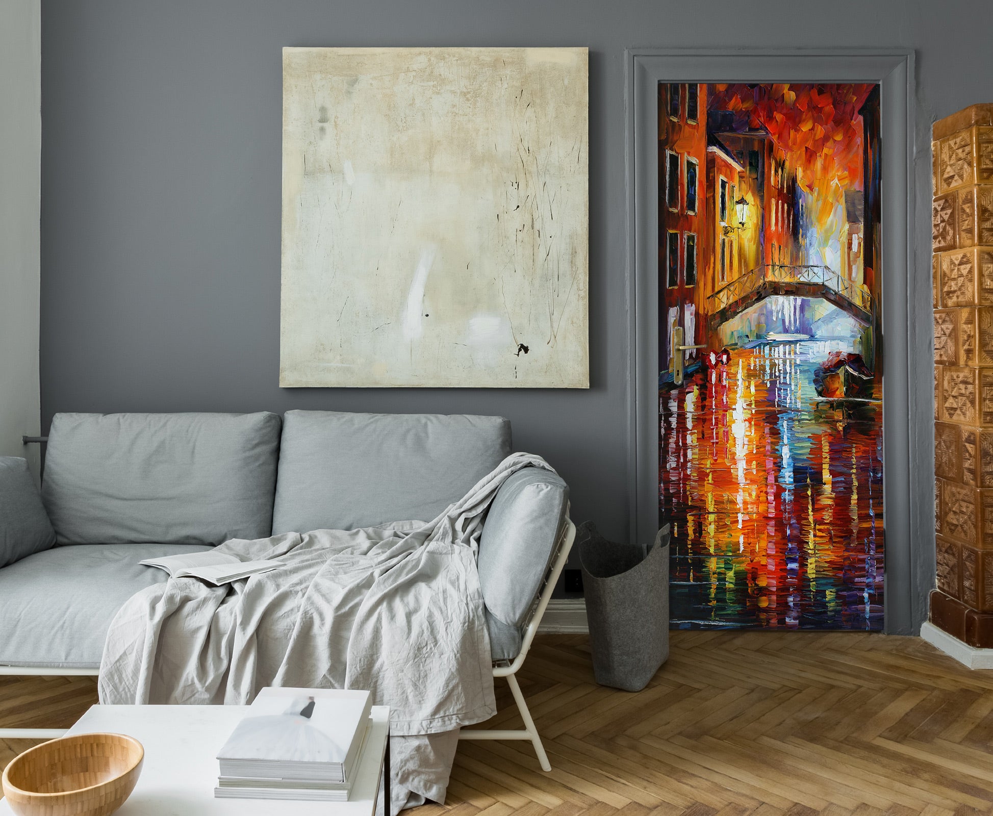 3D Oil Painting Bridge 042 Door Mural