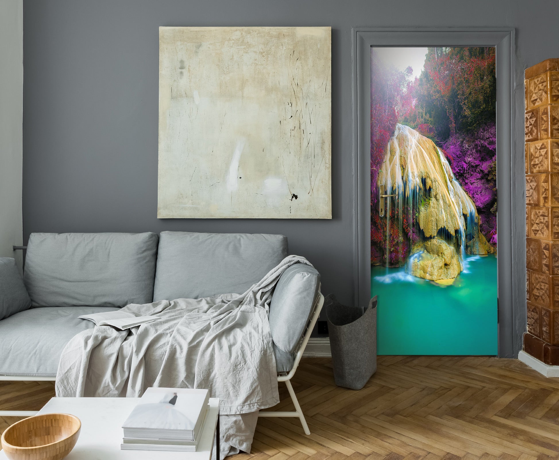 3D Waterfall Tree 23029 Door Mural