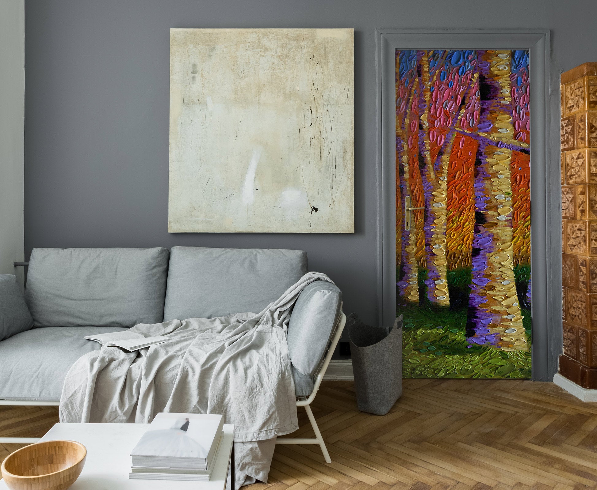 3D Trees Trunk Grass 112223 Dena Tollefson Door Mural