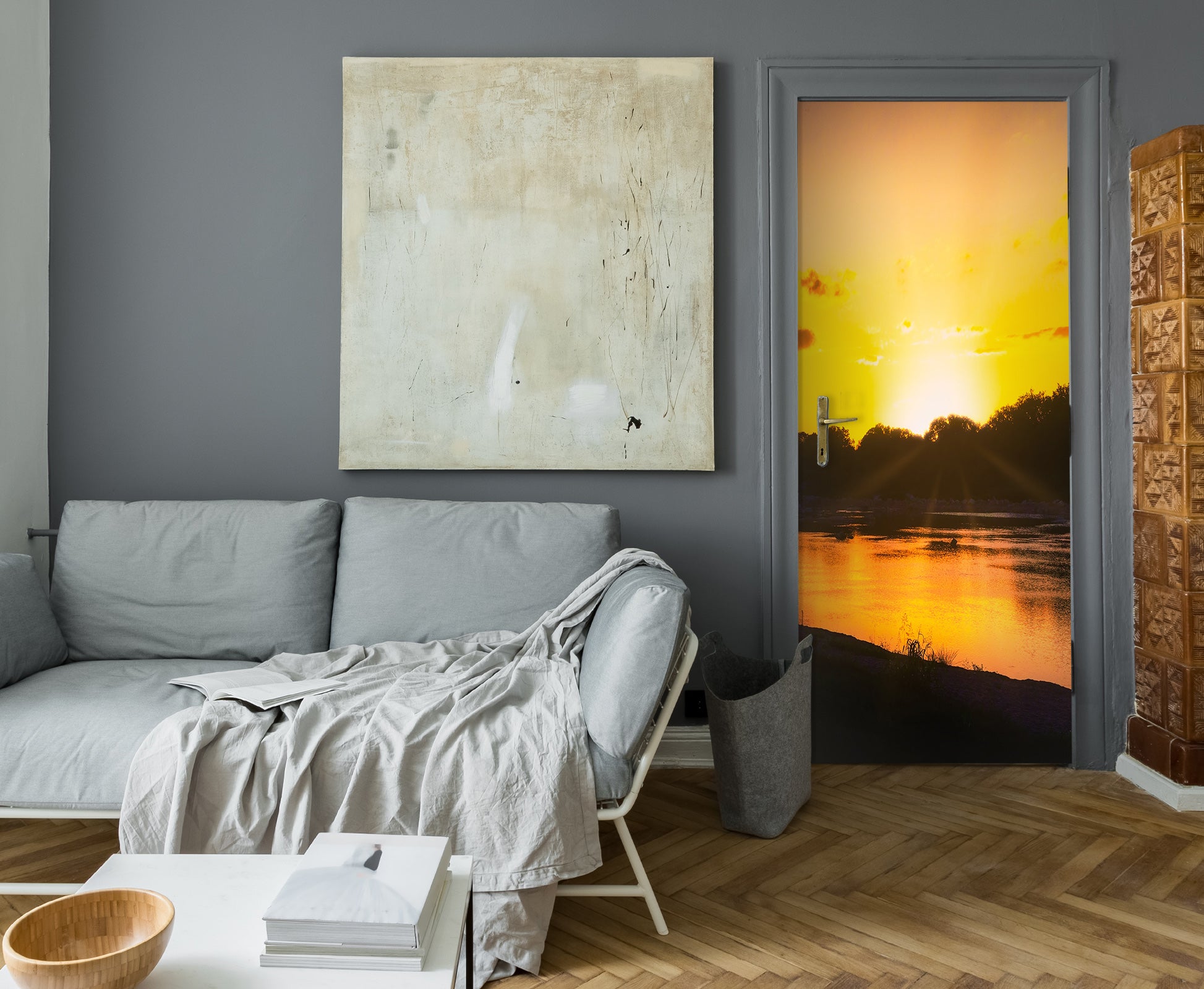 3D Sunset Lake 107202 Beth Sheridan Door Mural