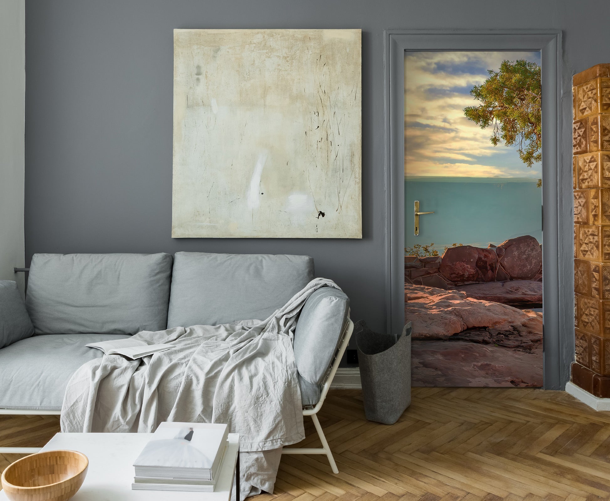 3D Stone Tree Sky 107180 Beth Sheridan Door Mural