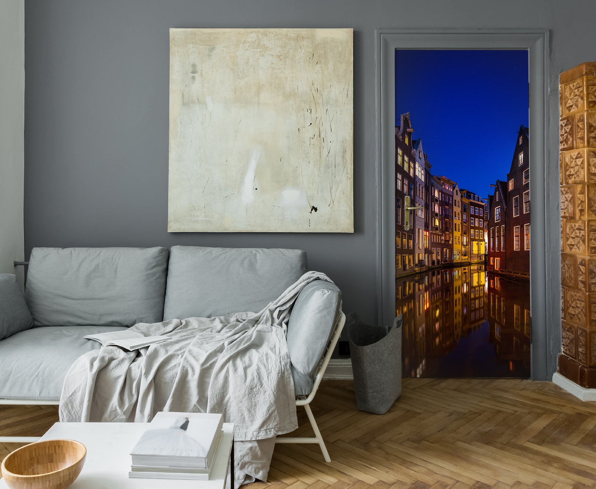 3D Night River Building 11404 Marco Carmassi Door Mural