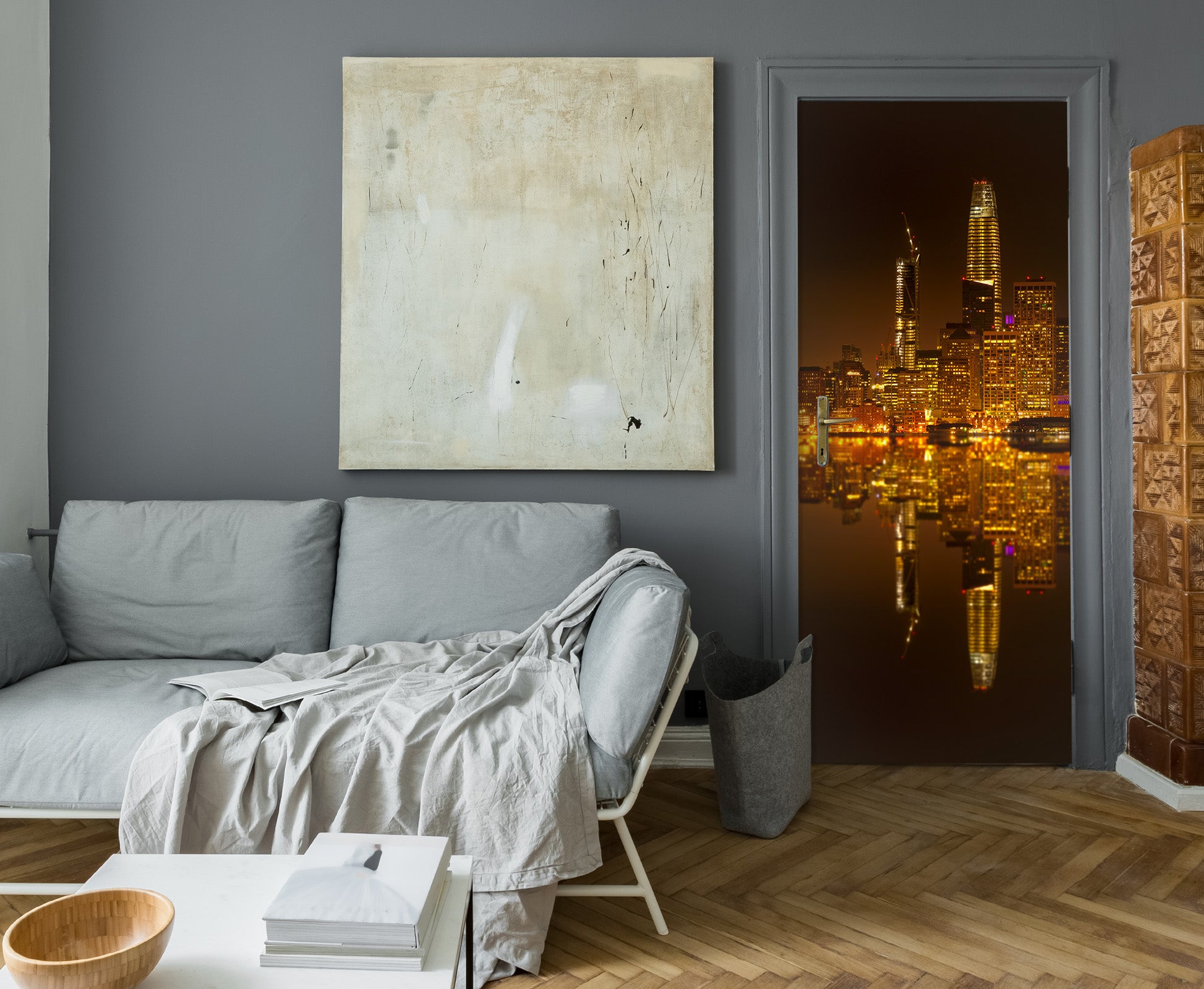 3D Golden High Building Shadow 119118 Marco Carmassi Door Mural