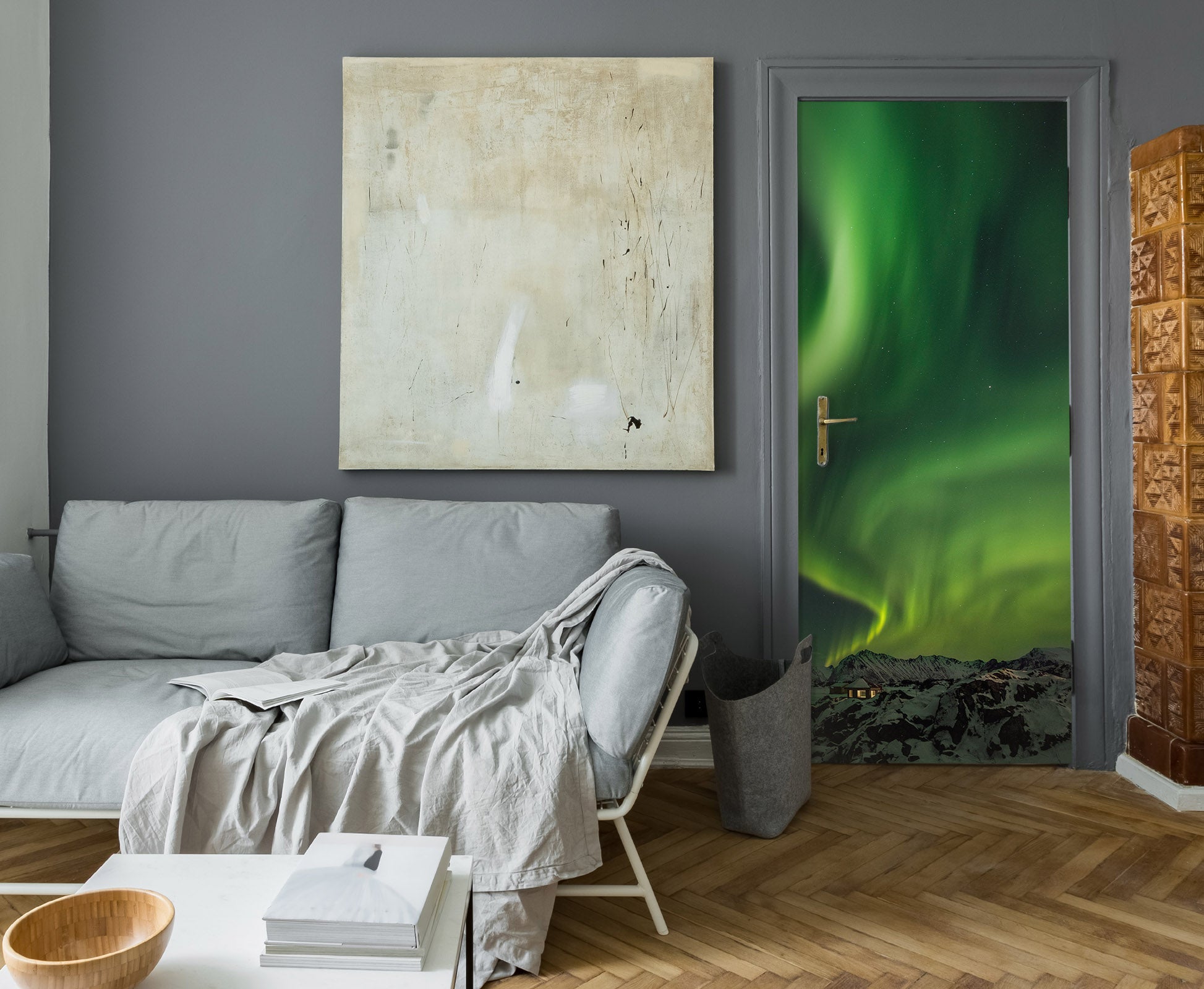 3D Green Aurora Pattern 12236 Marco Carmassi Door Mural