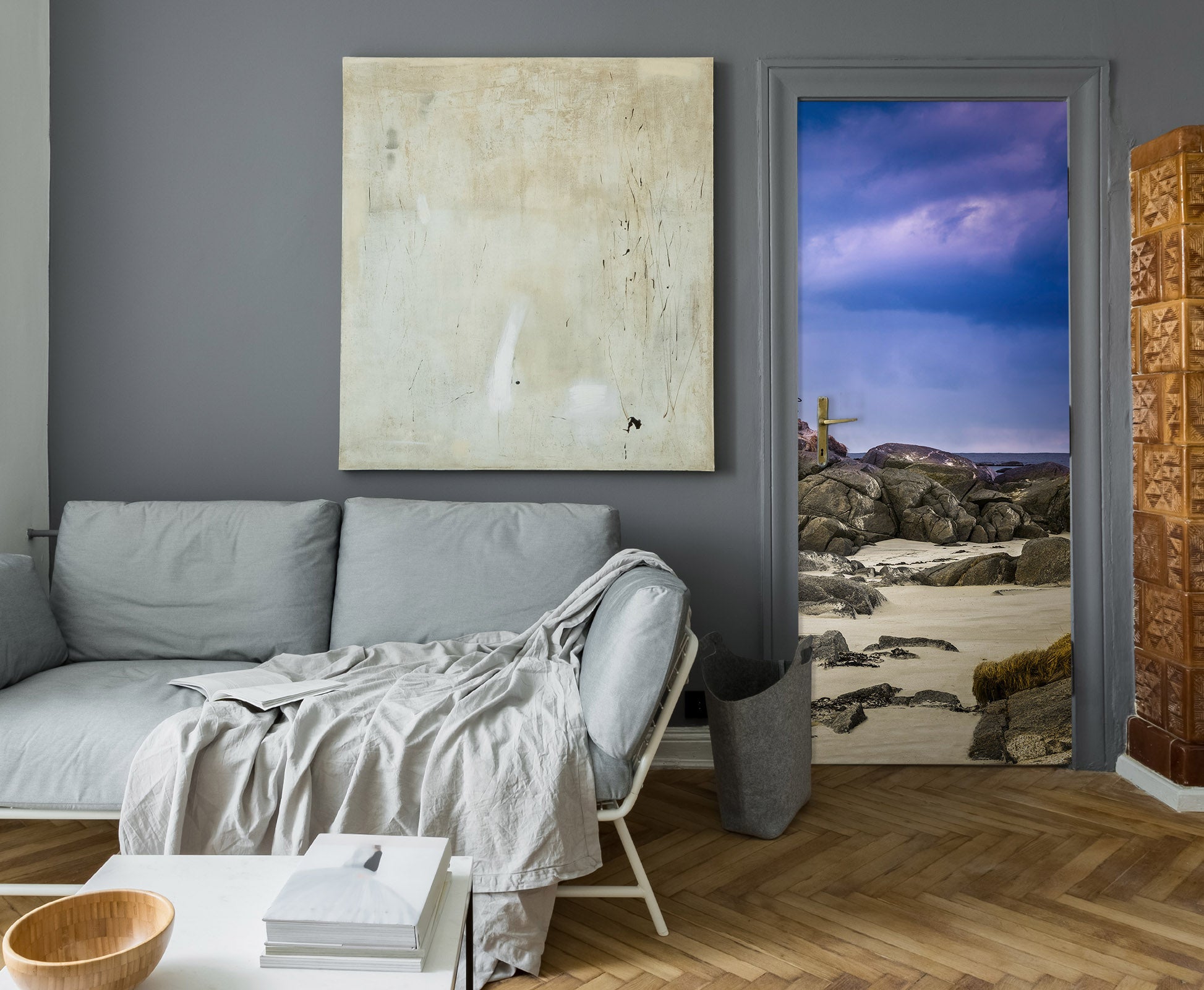 3D Beach Stones 11595 Marco Carmassi Door Mural