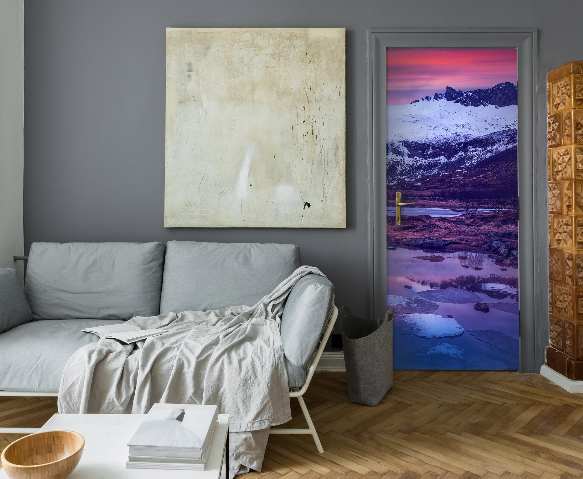 3D Lake Snow Mountain 11588 Marco Carmassi Door Mural